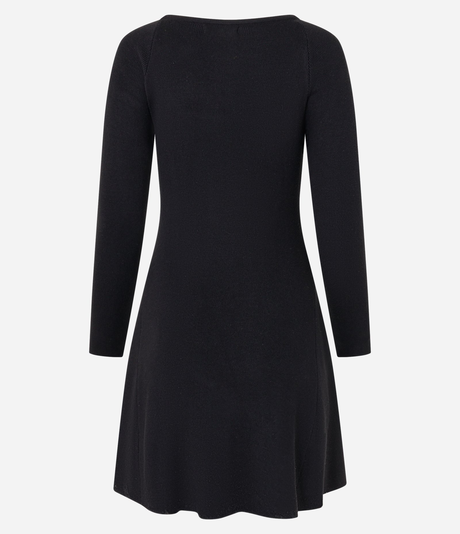 Vestido Evasê Curto Canelado em Tricô com Decote Quadrado Preto 8