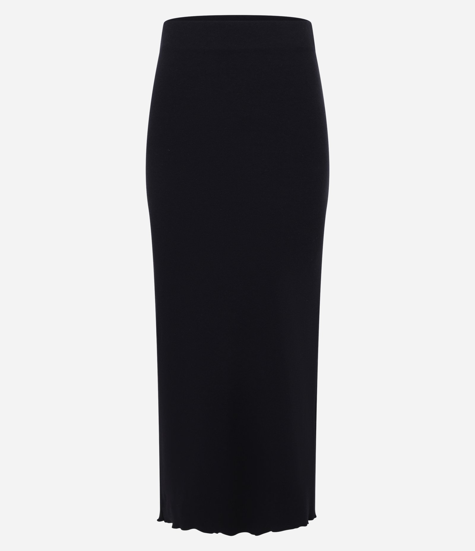 Saia Midi em Ribana com Barra Picot e Fenda Preto 1