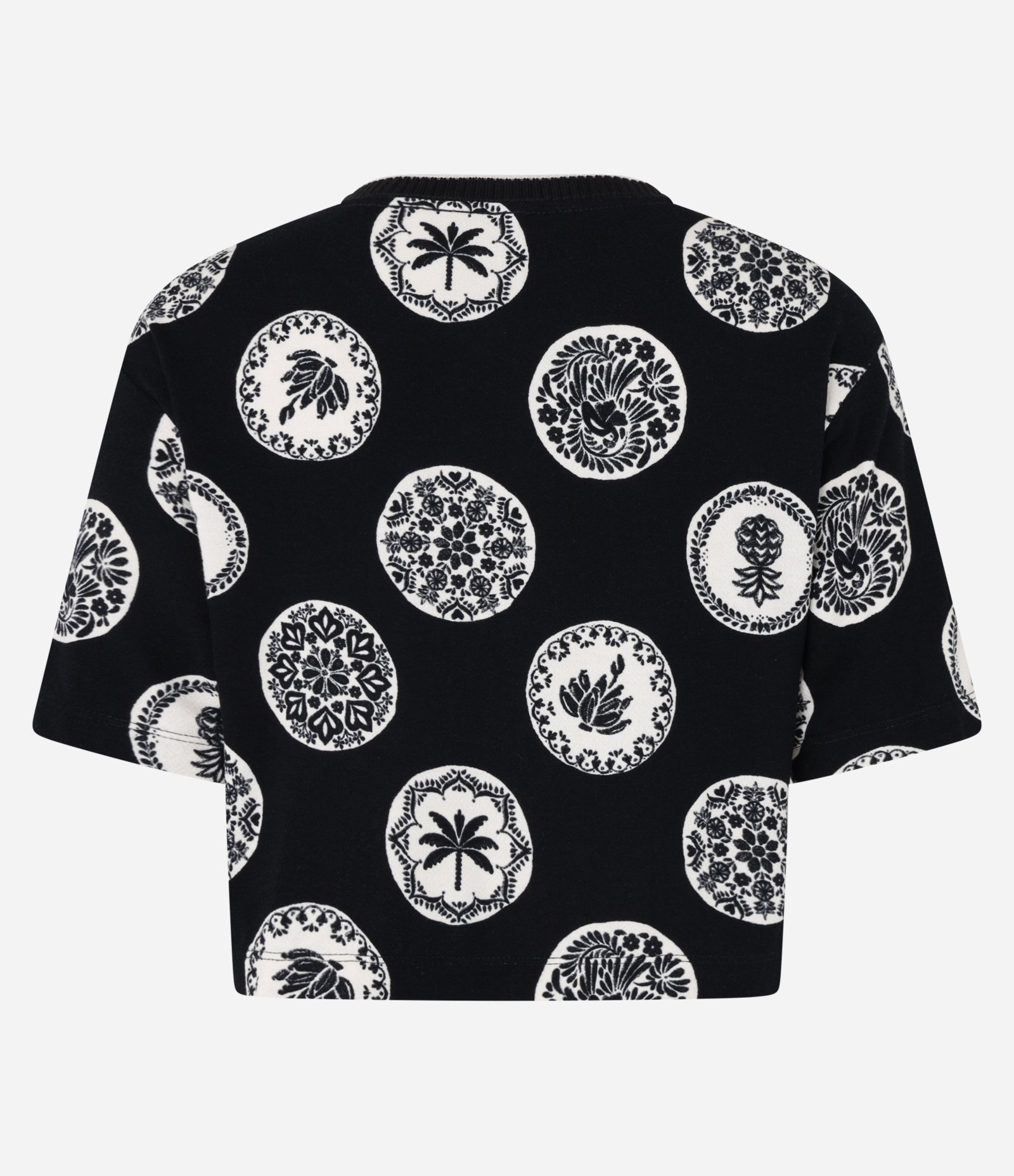 Blusa T-shirt em Algodão com Estampa Tropical Preto 4