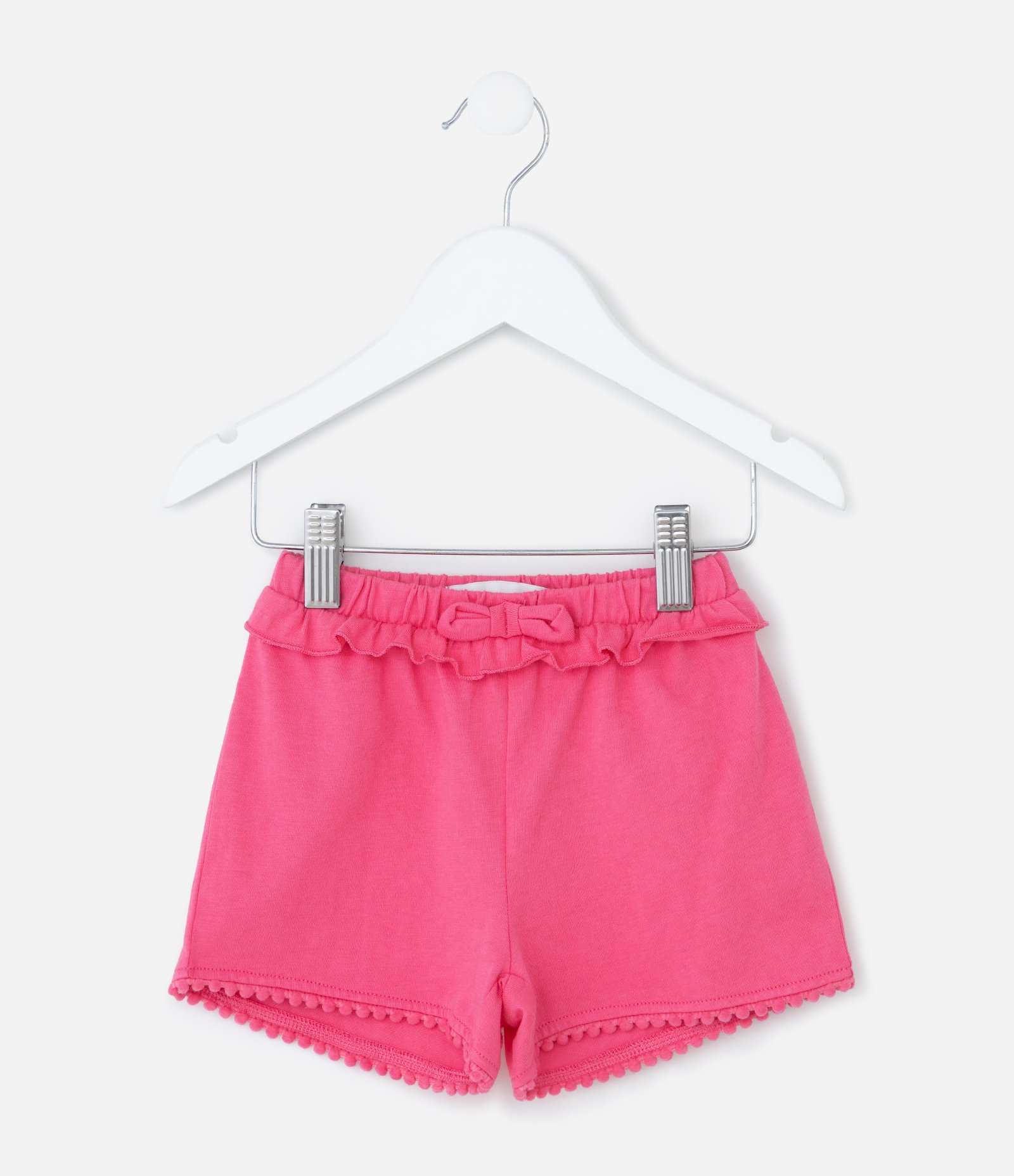 Short Infantil com Babadinho e Pompons - Tam 1 a 5 Anos Rosa 2