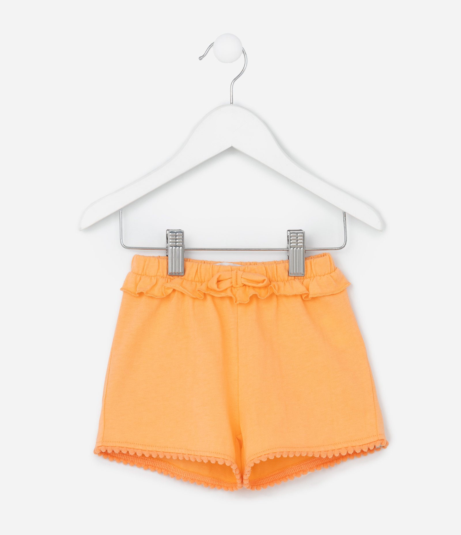 Short Infantil com Babadinho e Pompons - Tam 1 a 5 Anos Laranja 1