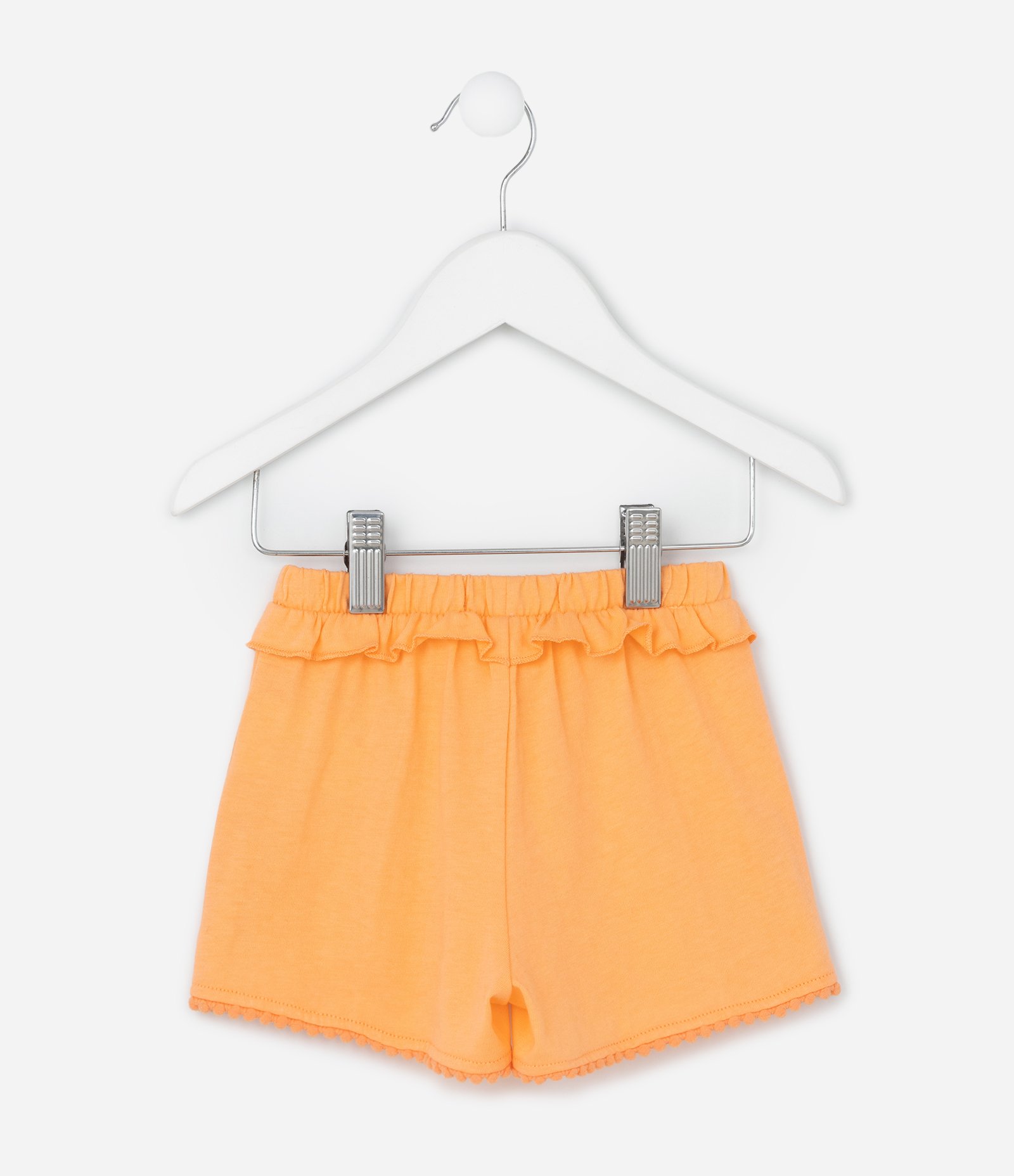 Short Infantil com Babadinho e Pompons - Tam 1 a 5 Anos Laranja 2