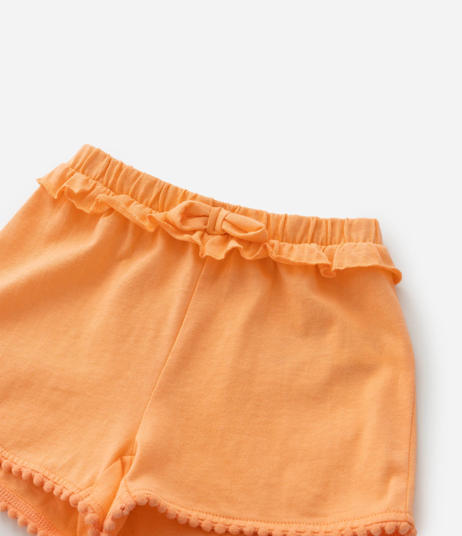Short Infantil com Babadinho e Pompons - Tam 1 a 5 Anos Laranja 6