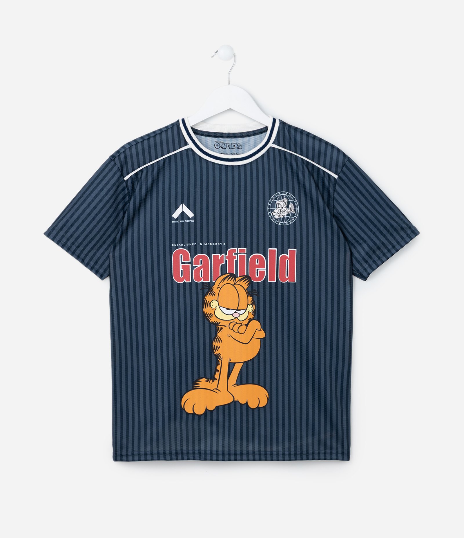 Camiseta Esportiva Relaxed Infantil com Estampa Garfield - Tam 5 a 14 Anos Azul 1