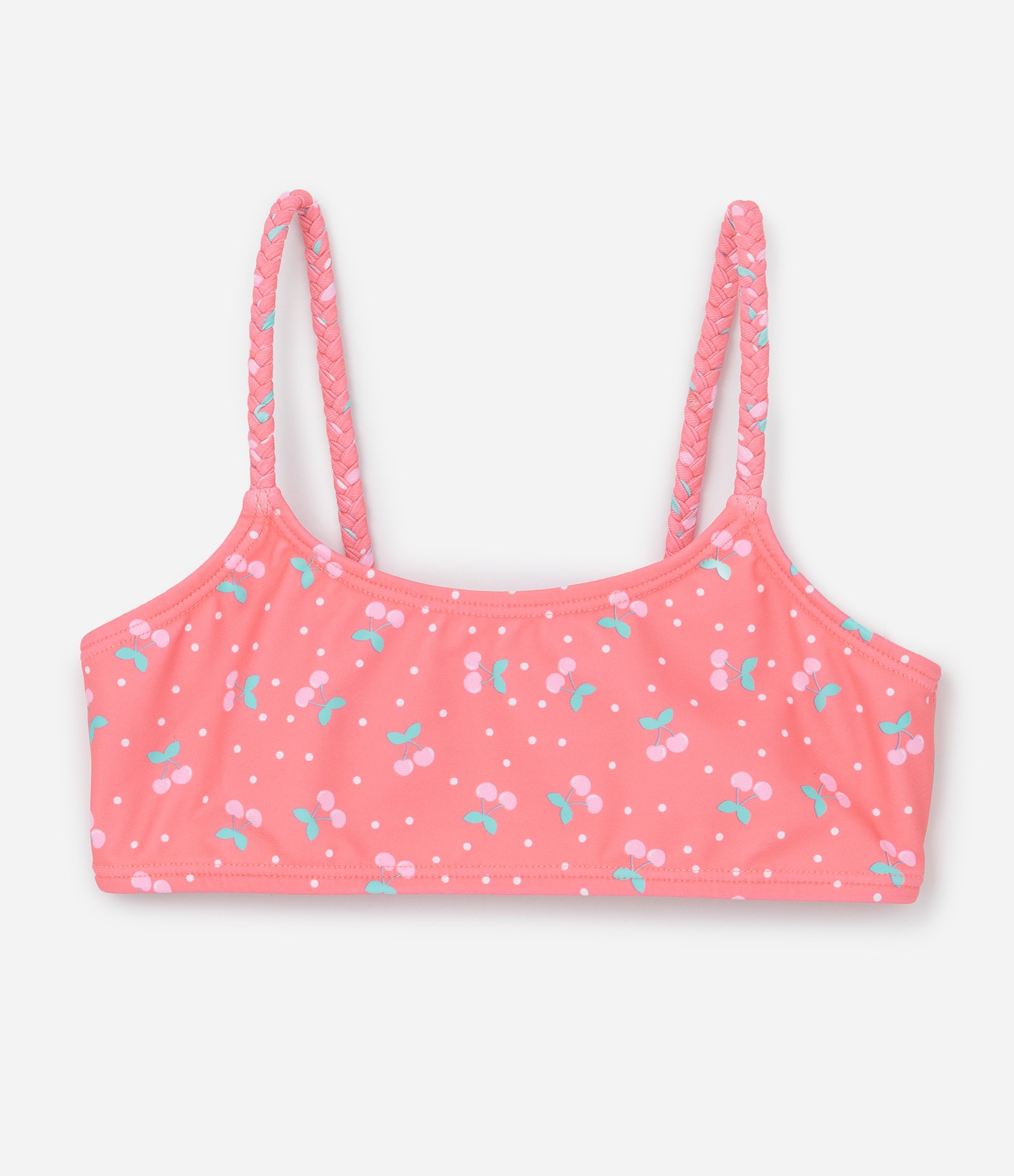 Biquíni Infantil em Microfibra com Estampa de Cerejas - Tam 1 a 4 Anos Laranja 3