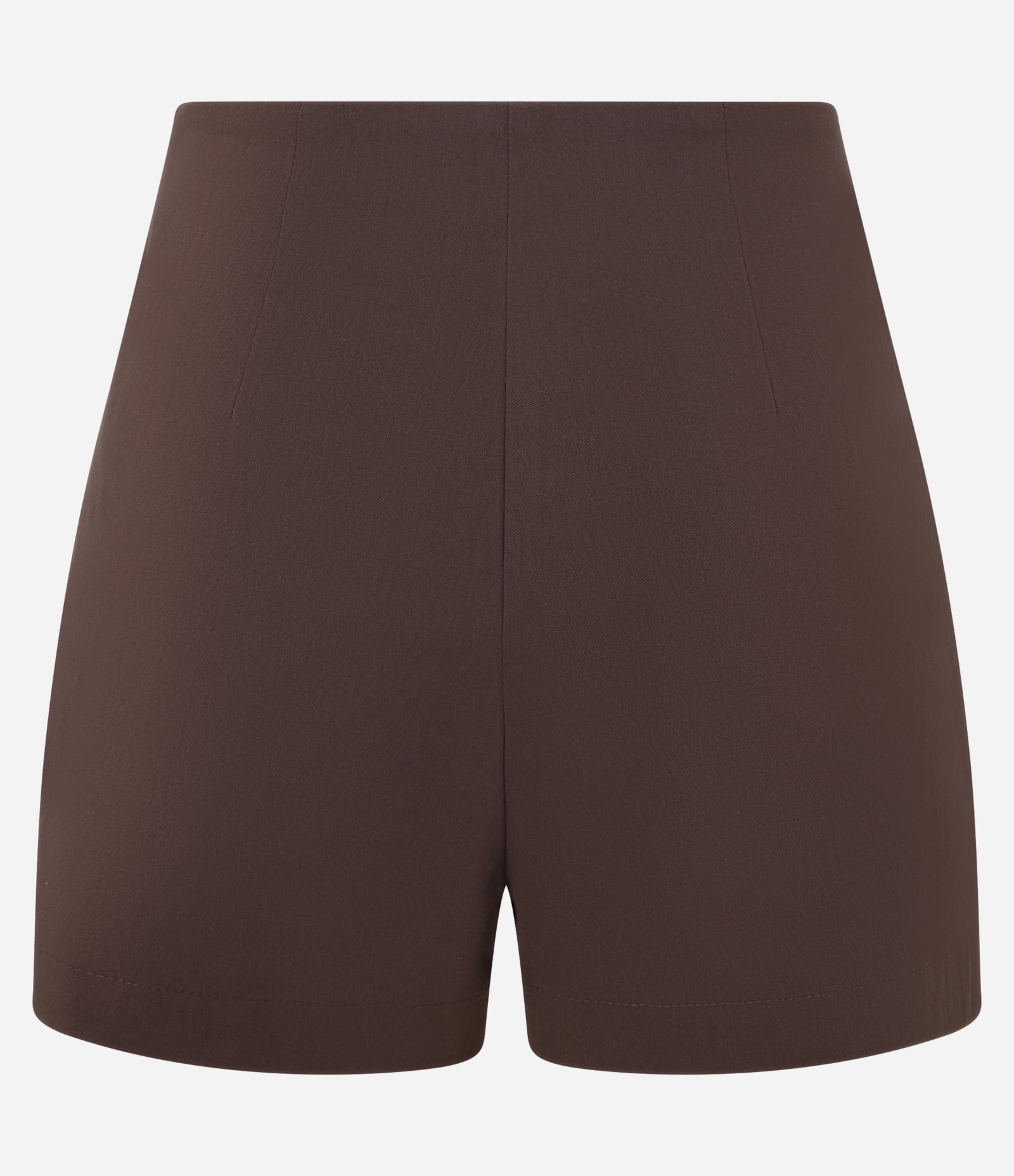 Short Saia Curto em Bengaline Transpassada Arredondada Marrom 6