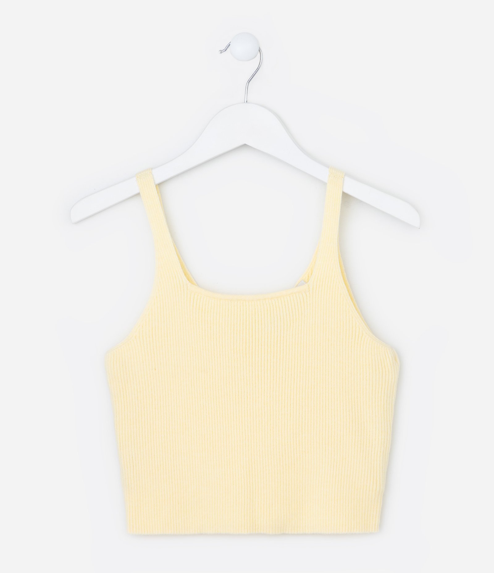 Blusa Cropped Infantil Canelada em Tricô - Tam 5 a 14 anos Amarelo 3