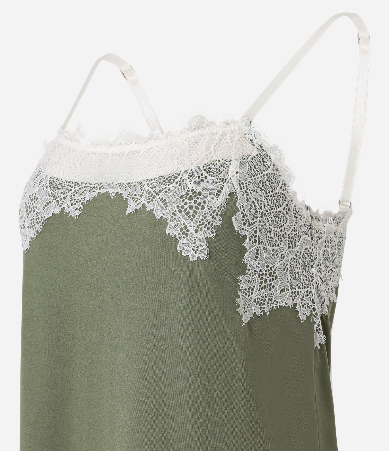 Camisola Longa em Microfibra com Detalhes em Renda Verde 7