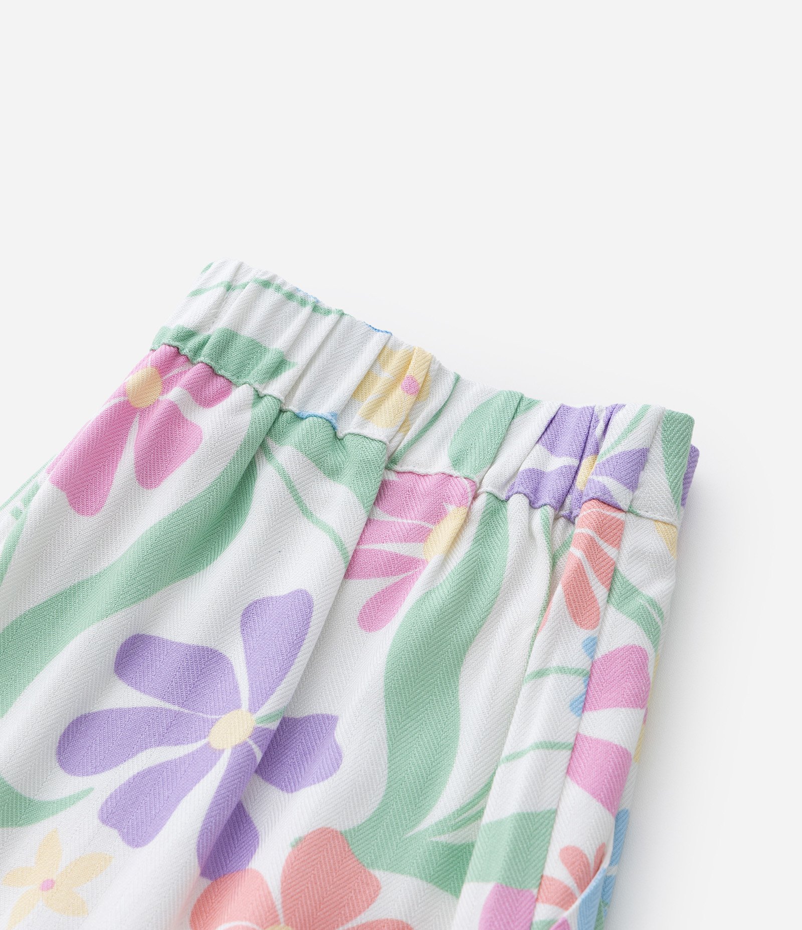 Calça Wide Leg Infantil em Chalis com Estampa Floral - Tam 5 A 14 Anos Branco 5