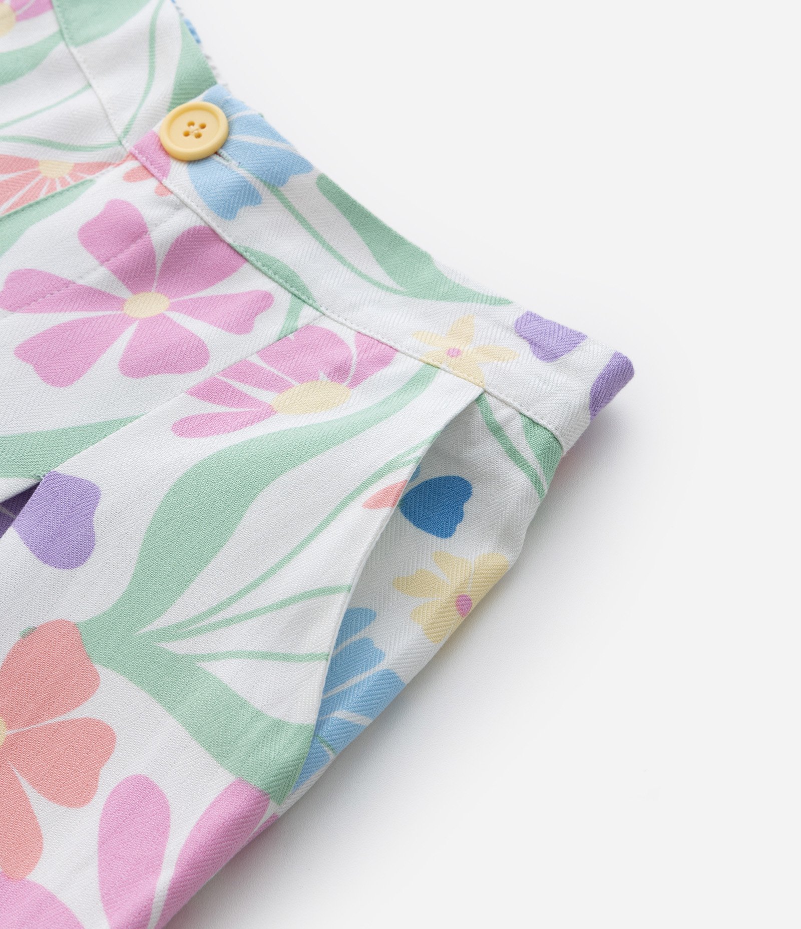 Calça Wide Leg Infantil em Chalis com Estampa Floral - Tam 5 A 14 Anos Branco 6