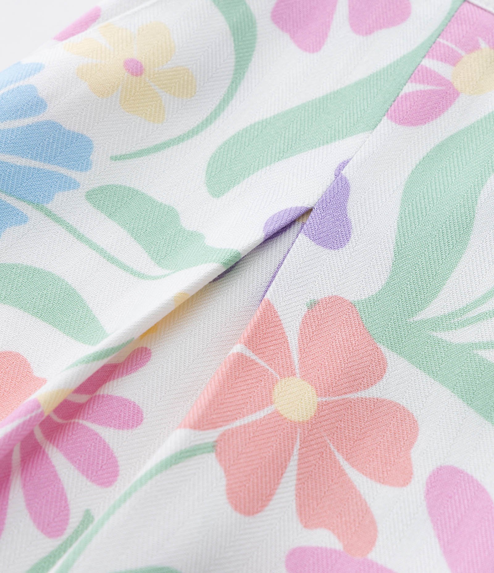 Calça Wide Leg Infantil em Chalis com Estampa Floral - Tam 5 A 14 Anos Branco 7