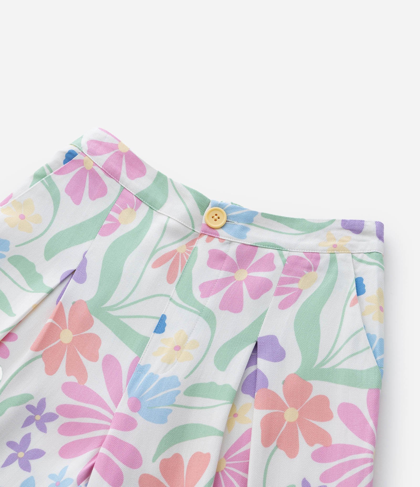 Calça Wide Leg Infantil em Chalis com Estampa Floral - Tam 5 A 14 Anos Branco 8