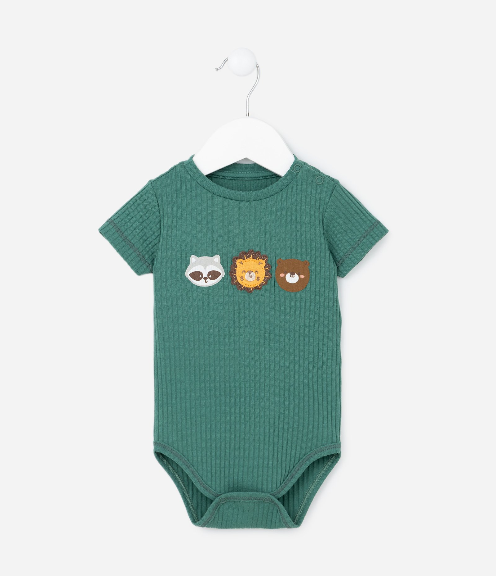 Body Infantil Canelado com Estampa Bichinhos - Tam 0 s 18 meses Verde 1