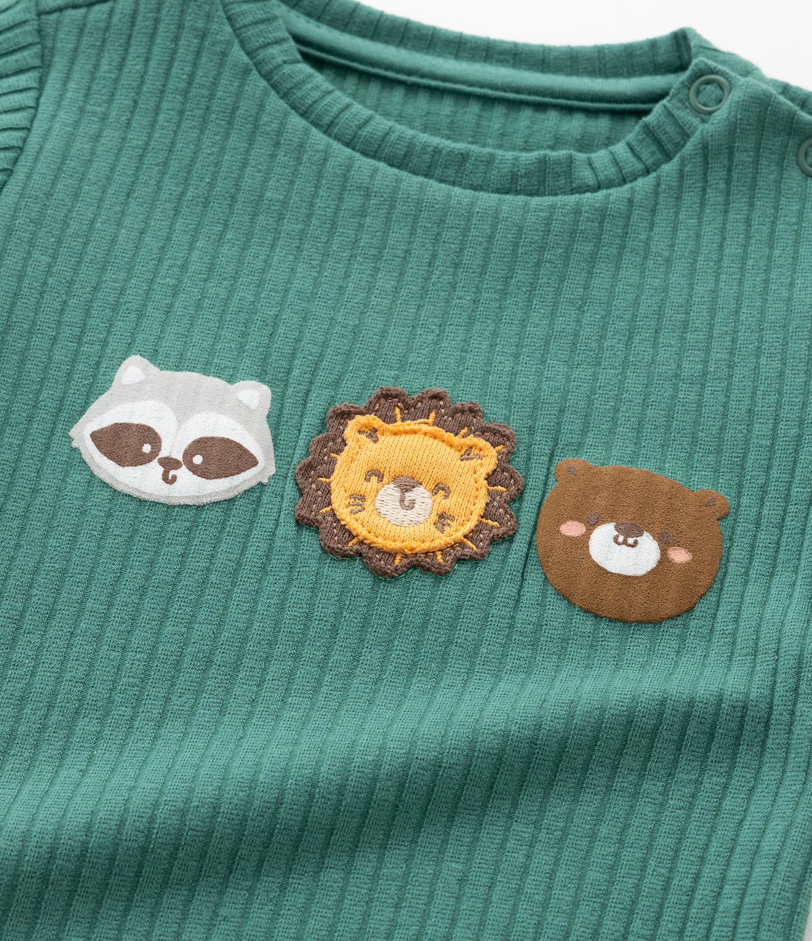 Body Infantil Canelado com Estampa Bichinhos - Tam 0 s 18 meses Verde 6