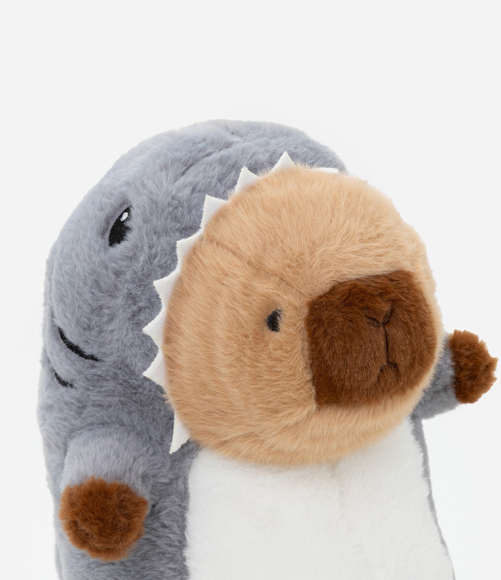Pelúcia em Forma de Capivara com Fantasia de Tubarão Cinza 3