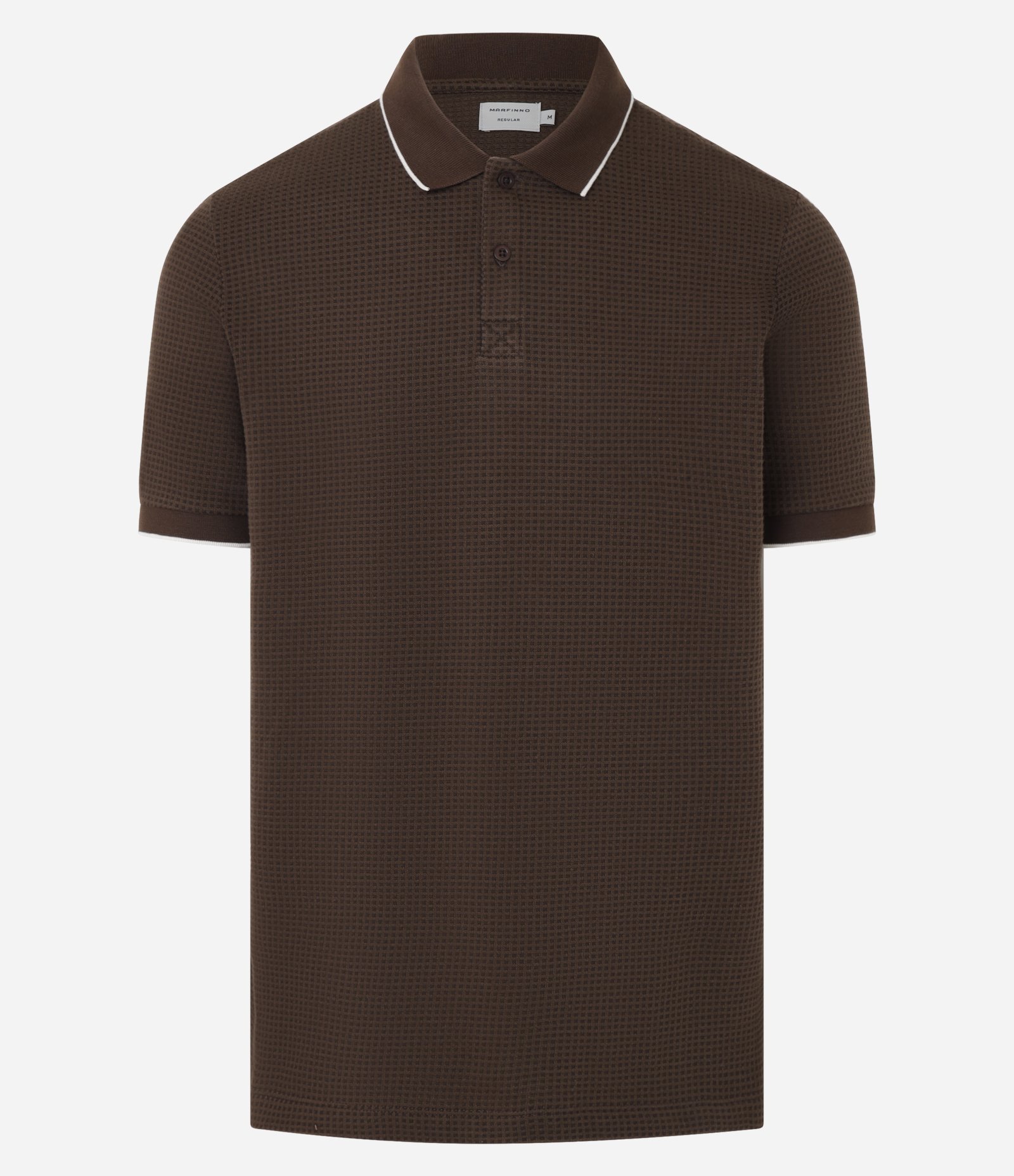 Polo em Algodão com Textura Waffle Marrom 1