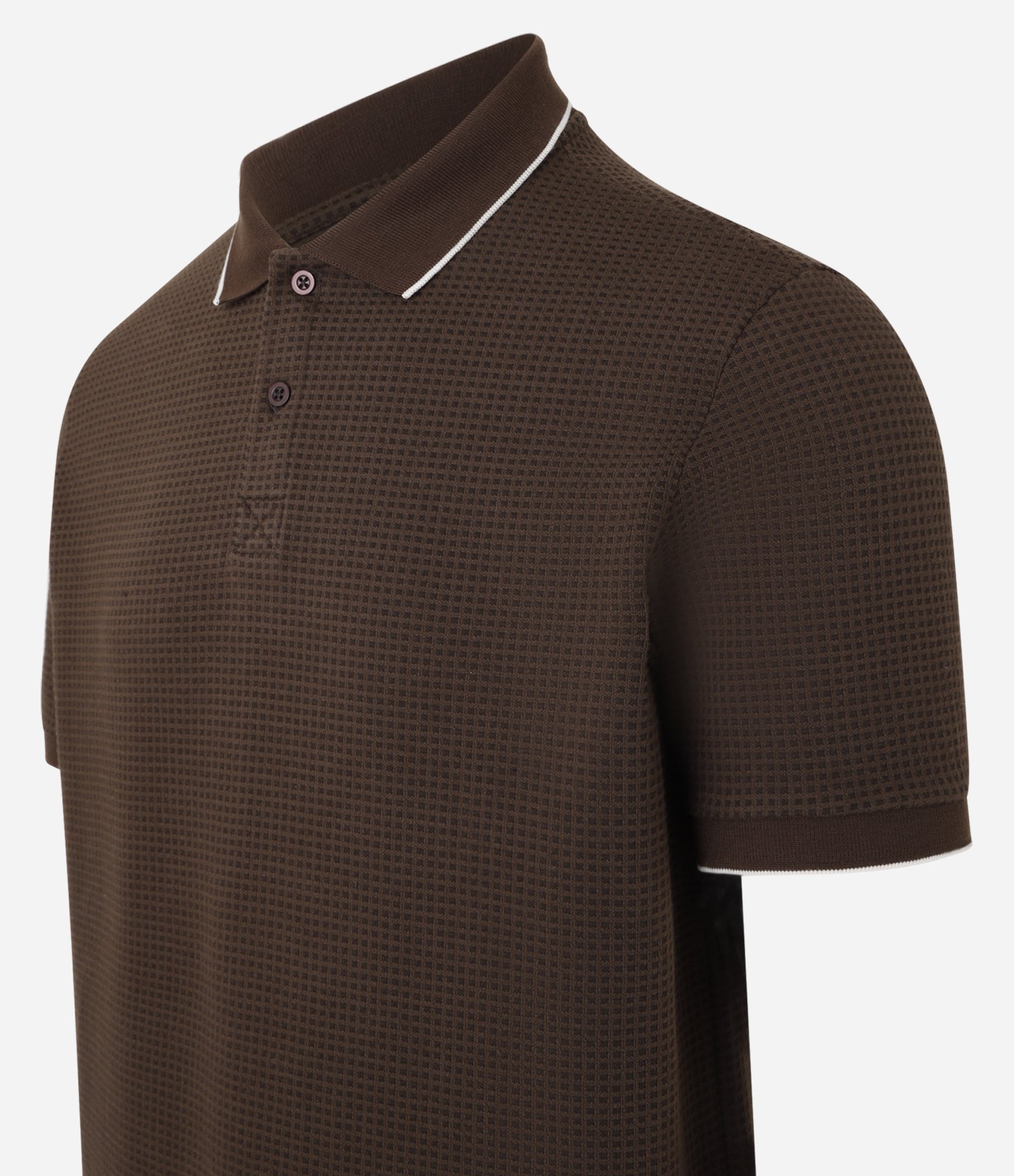 Polo em Algodão com Textura Waffle Marrom 2