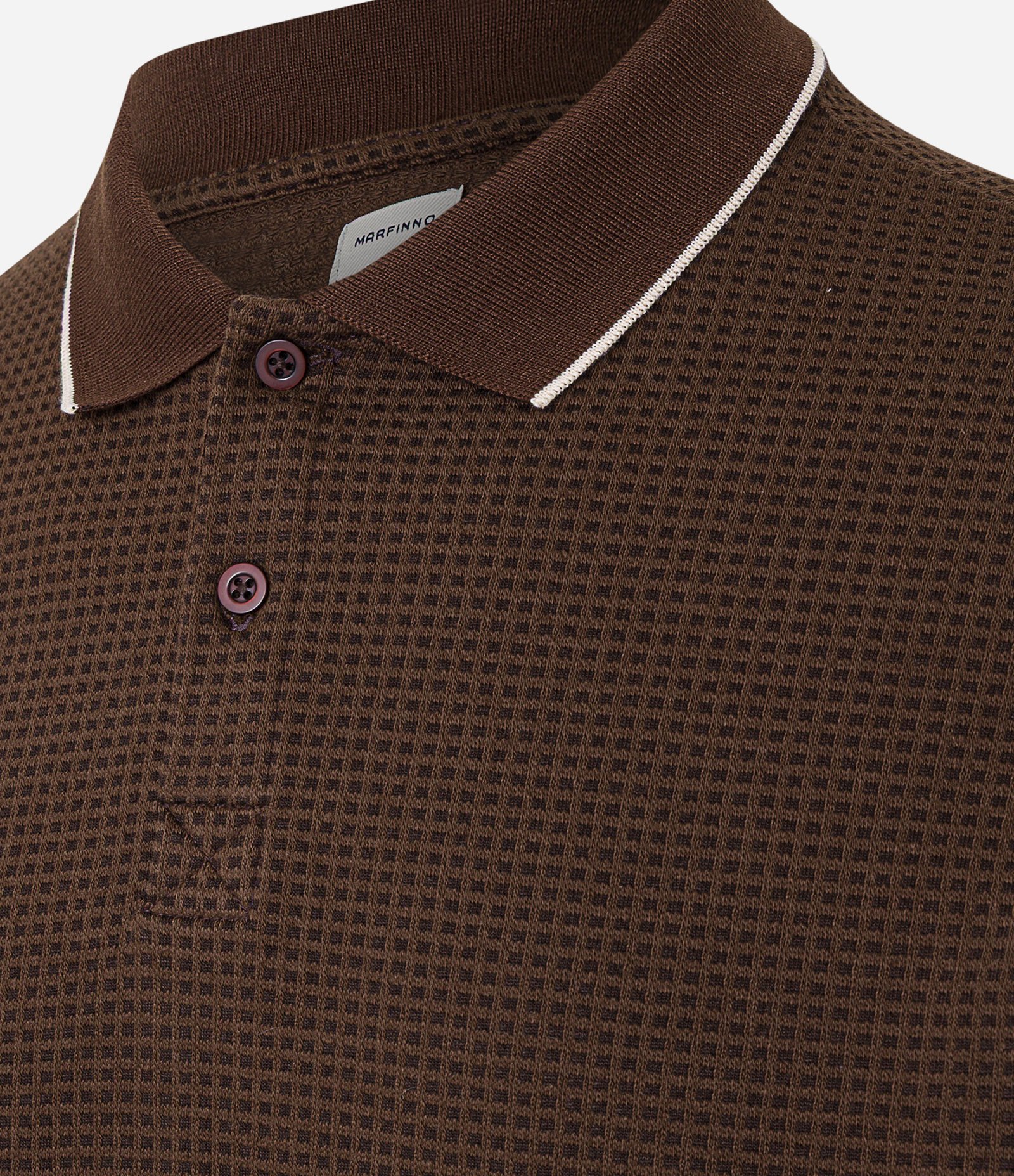 Polo em Algodão com Textura Waffle Marrom 4