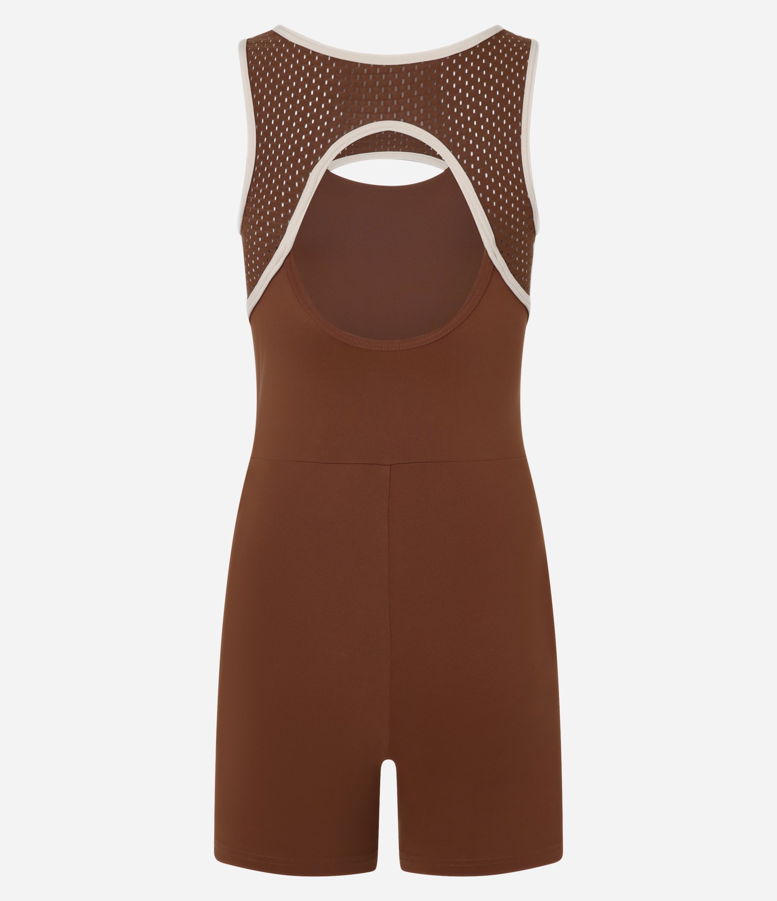 Macaquinho Esportivo em Microfibra com Pala Furadinha e Viés Contrastante Marrom 6