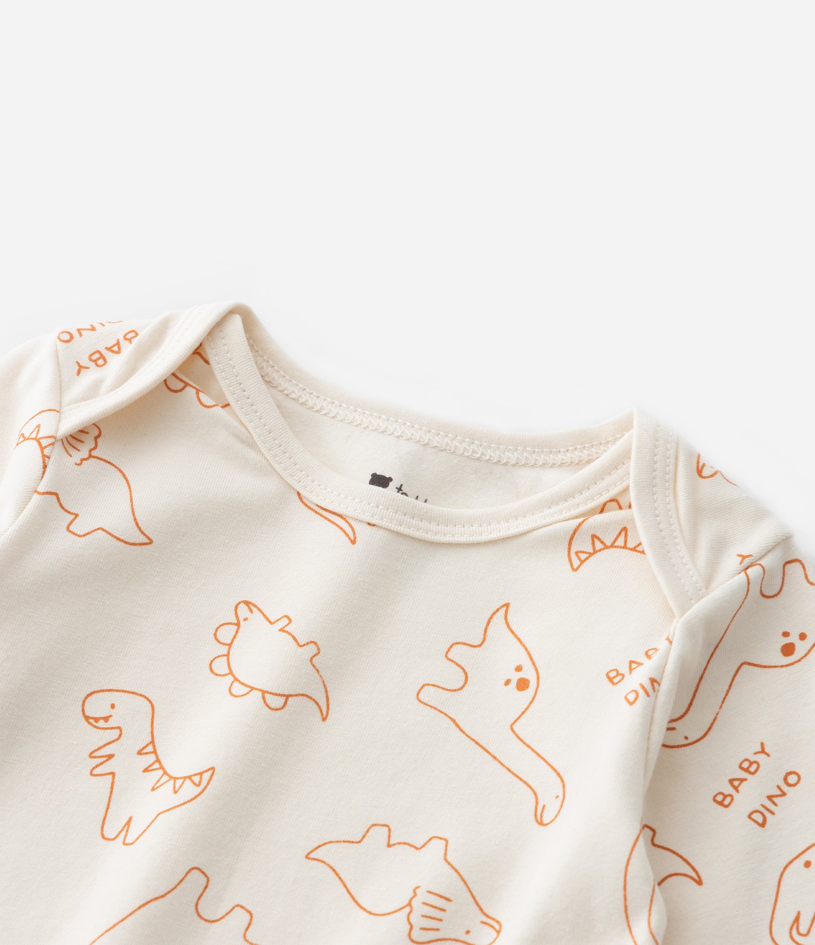 Conjunto Infantil com Estampa Dinossauros - Tam 0 a 18 meses Bege/Azul 10