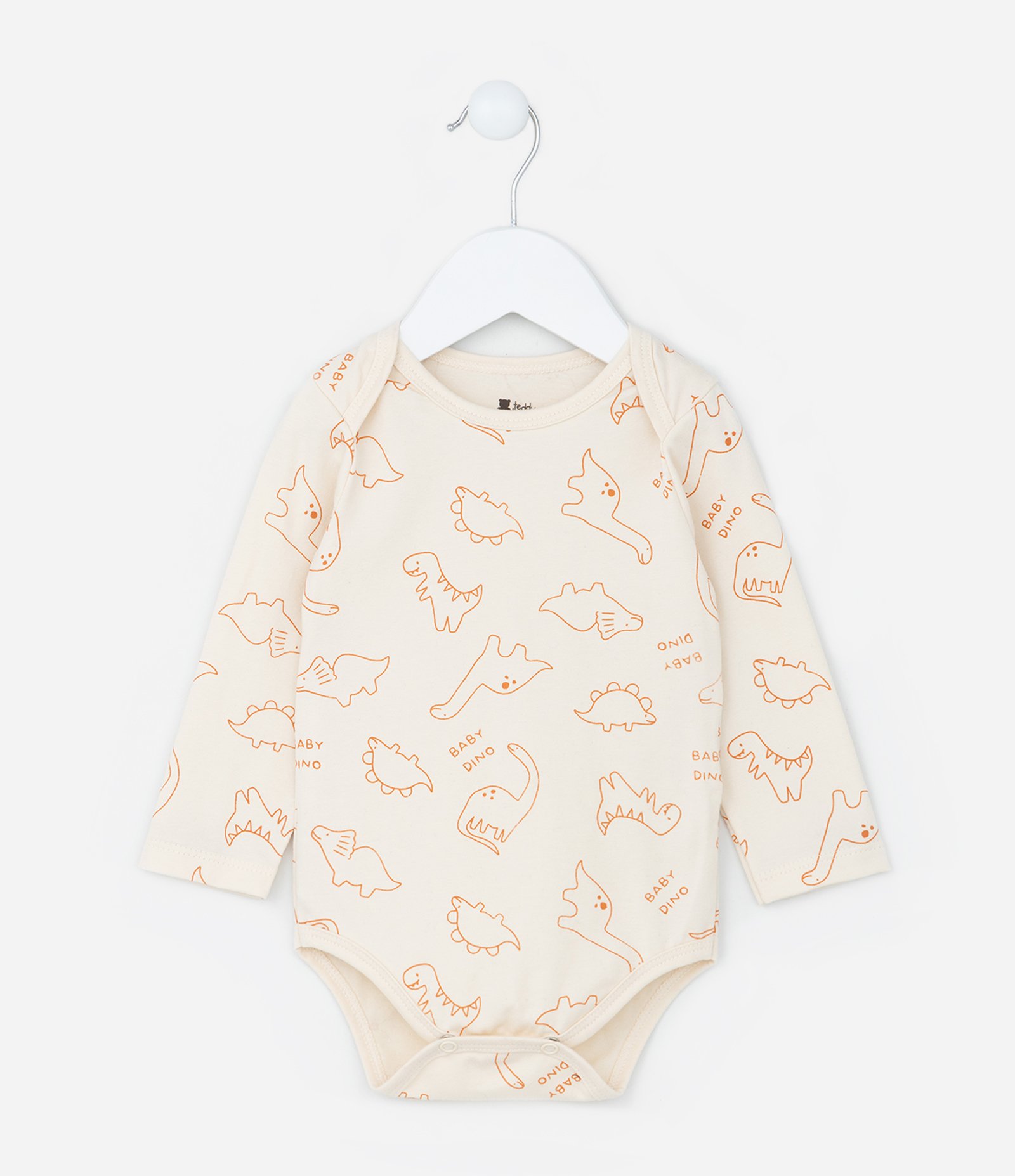 Conjunto Infantil com Estampa Dinossauros - Tam 0 a 18 meses Bege/Azul 3