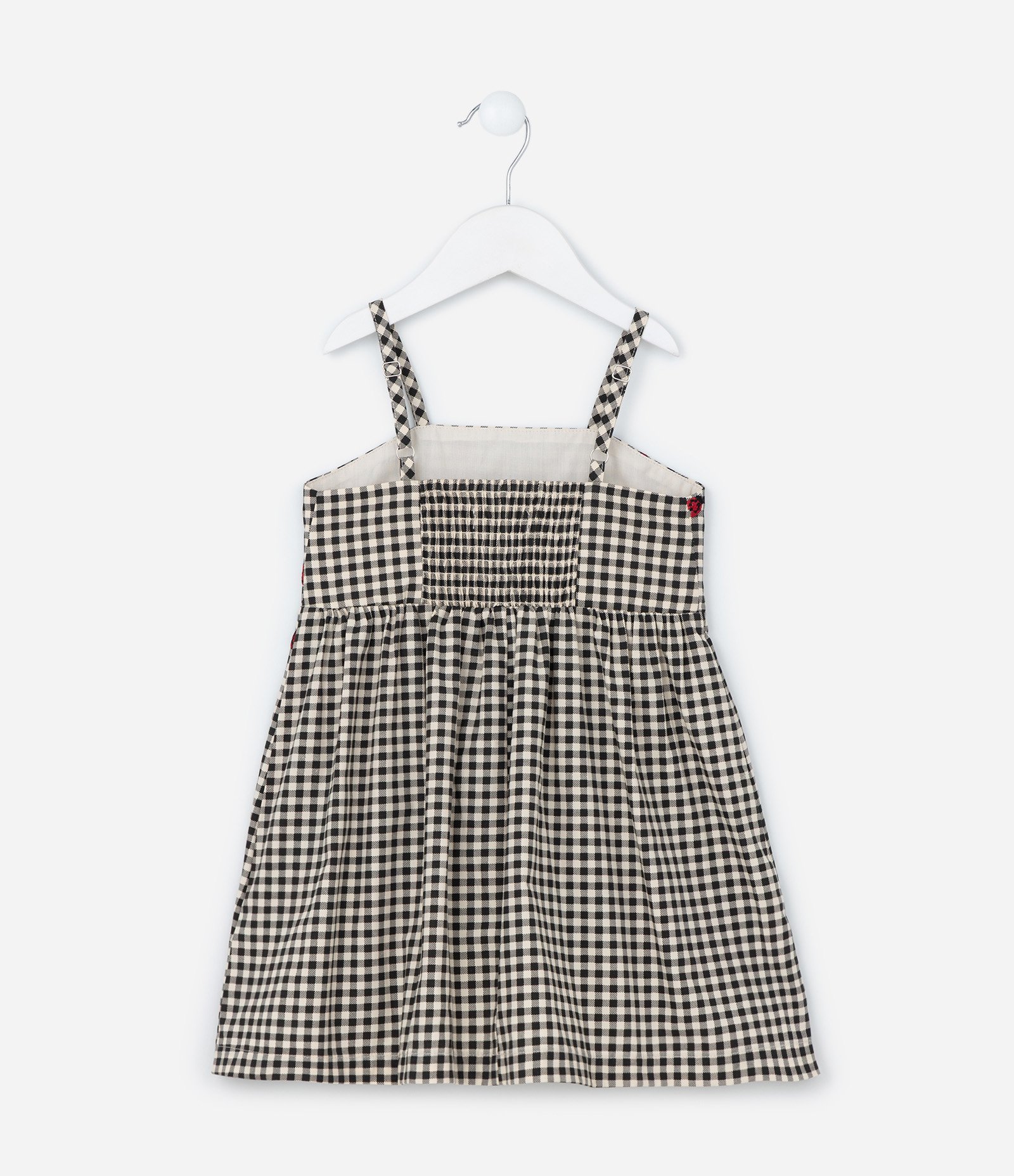 Vestido Infantil com Estampa Xadrez e Joaninhas - Tam 1 a 6 Anos Preto 2