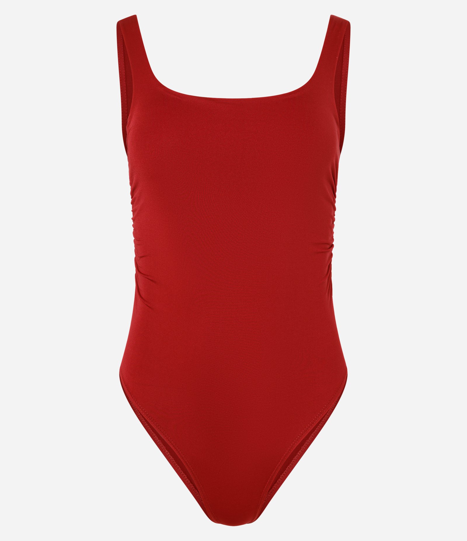Body em Ribana com Decote Quadrado e Franzidos Vermelho 4