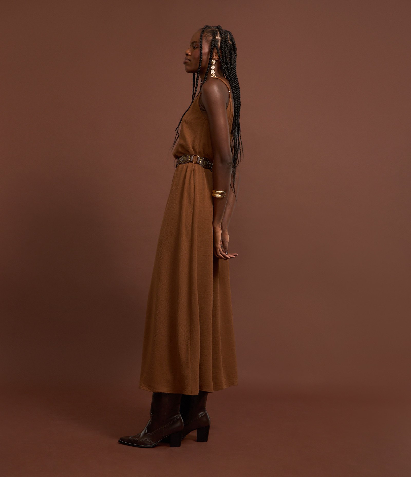 Vestido Long Midi em Crepe com Alcinhas 3