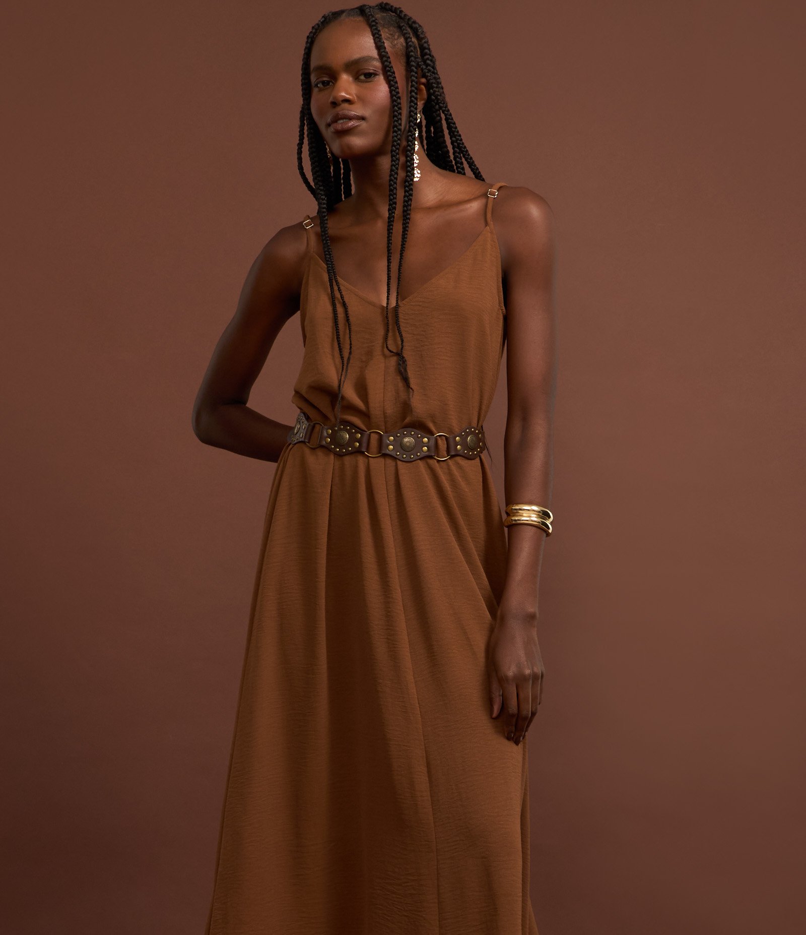 Vestido Long Midi em Crepe com Alcinhas 4