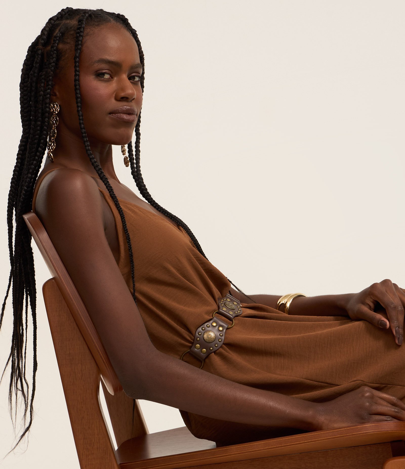 Vestido Long Midi em Crepe com Alcinhas 2