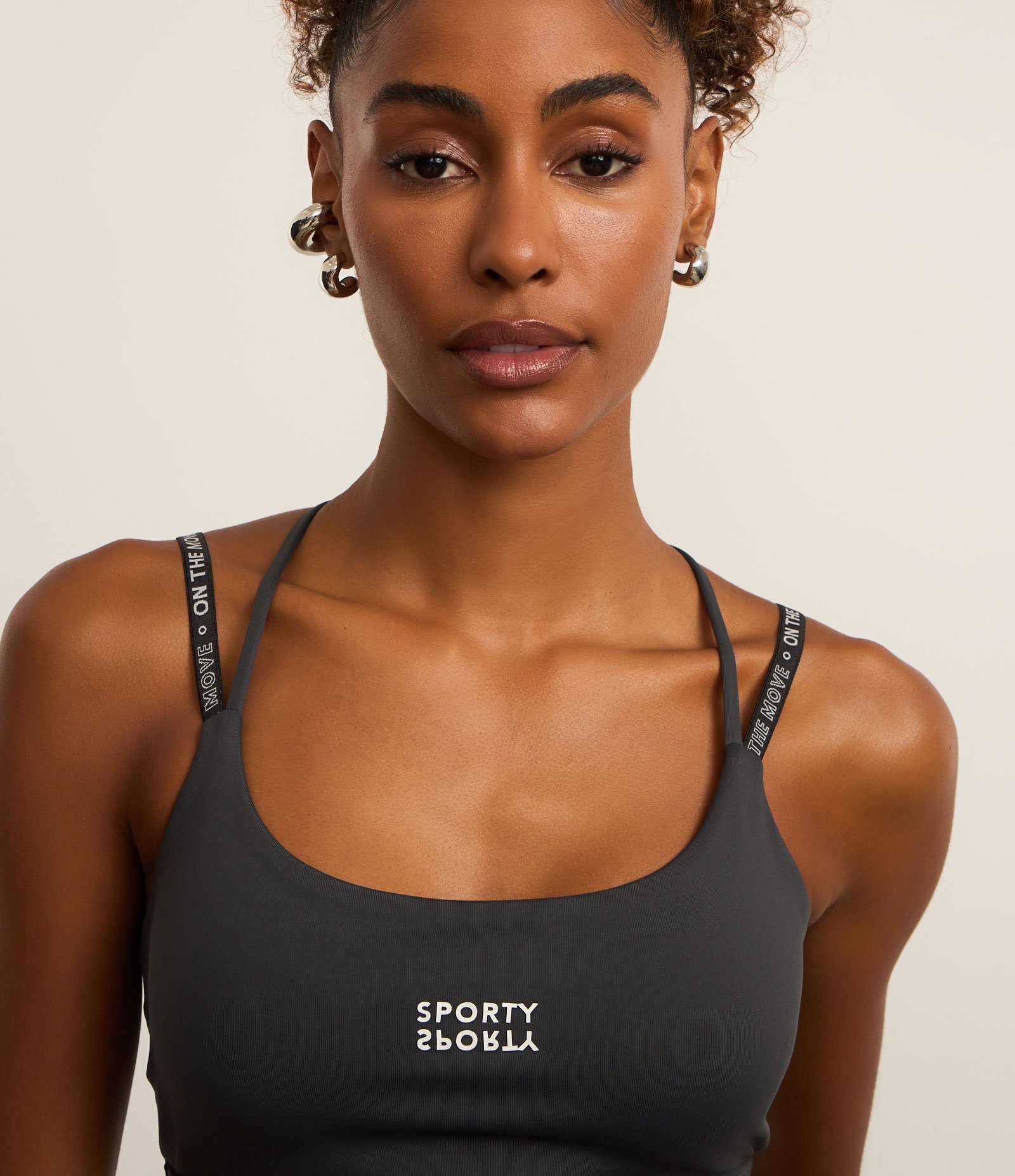 Top Esportivo com Bojo e Alças com Lettering Azul 4