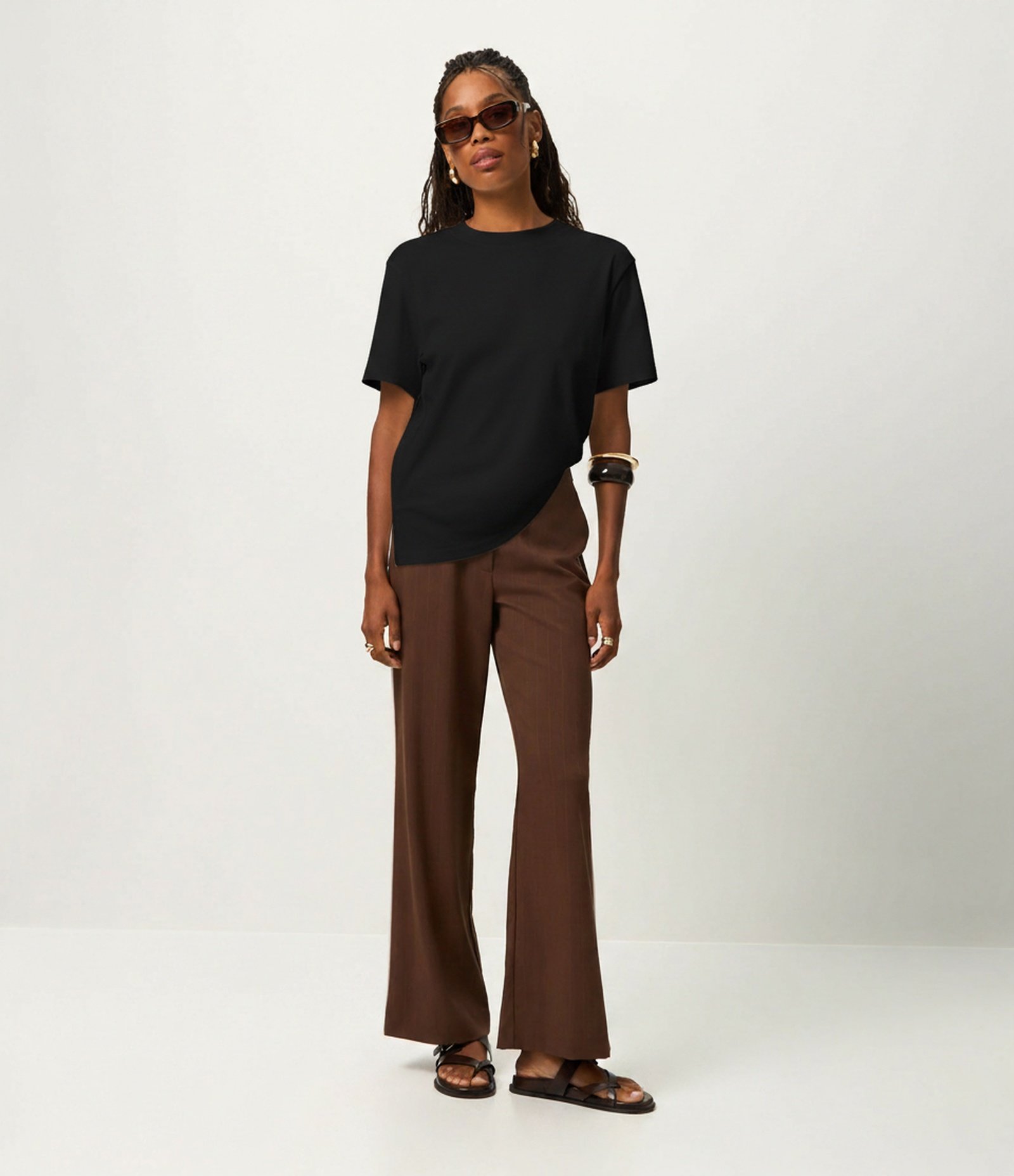 Blusa em Algodão Peruano Interlock com Gola Redonda Preto 1