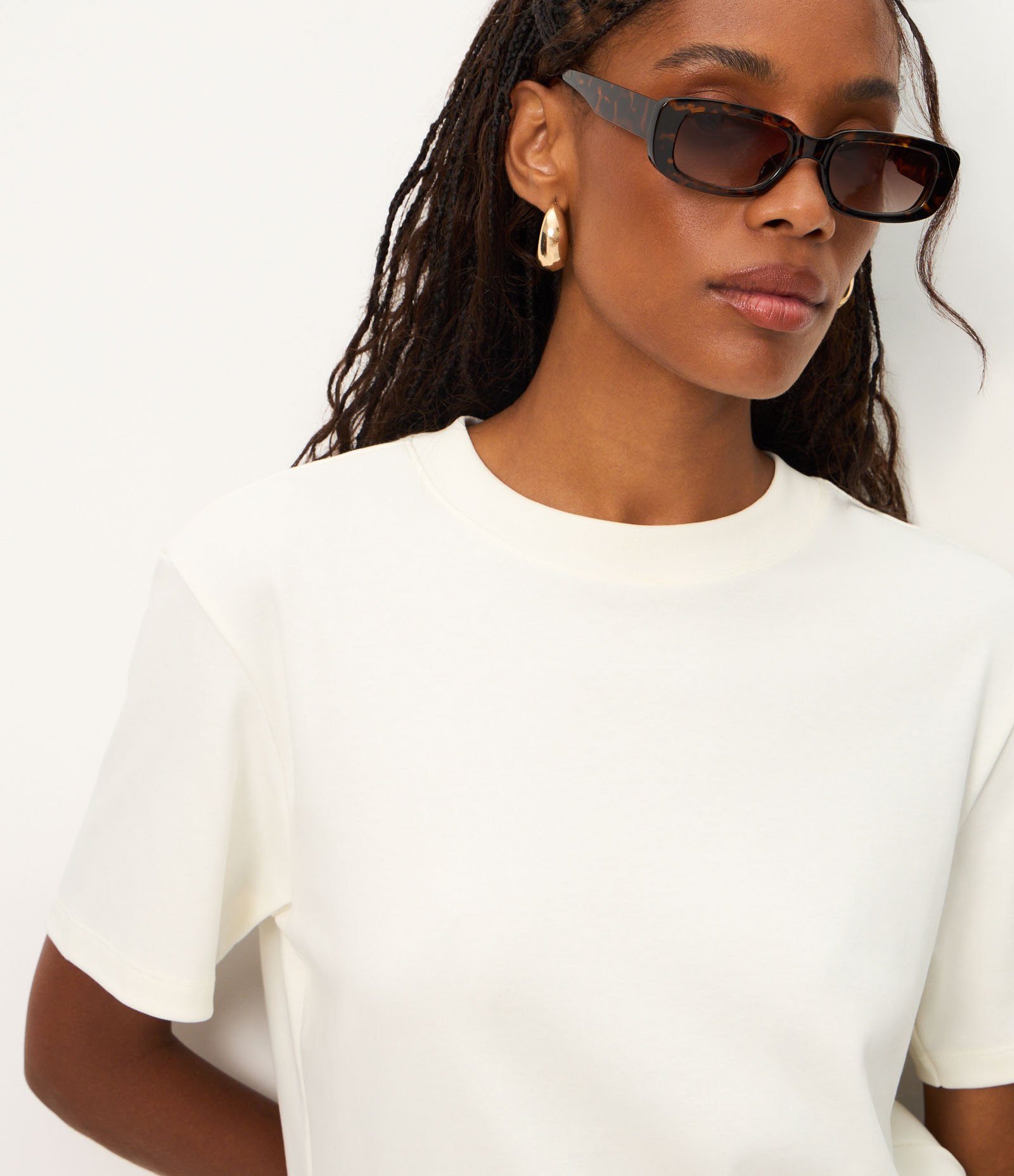 Blusa em Algodão Peruano Interlock com Gola Redonda Off White 6