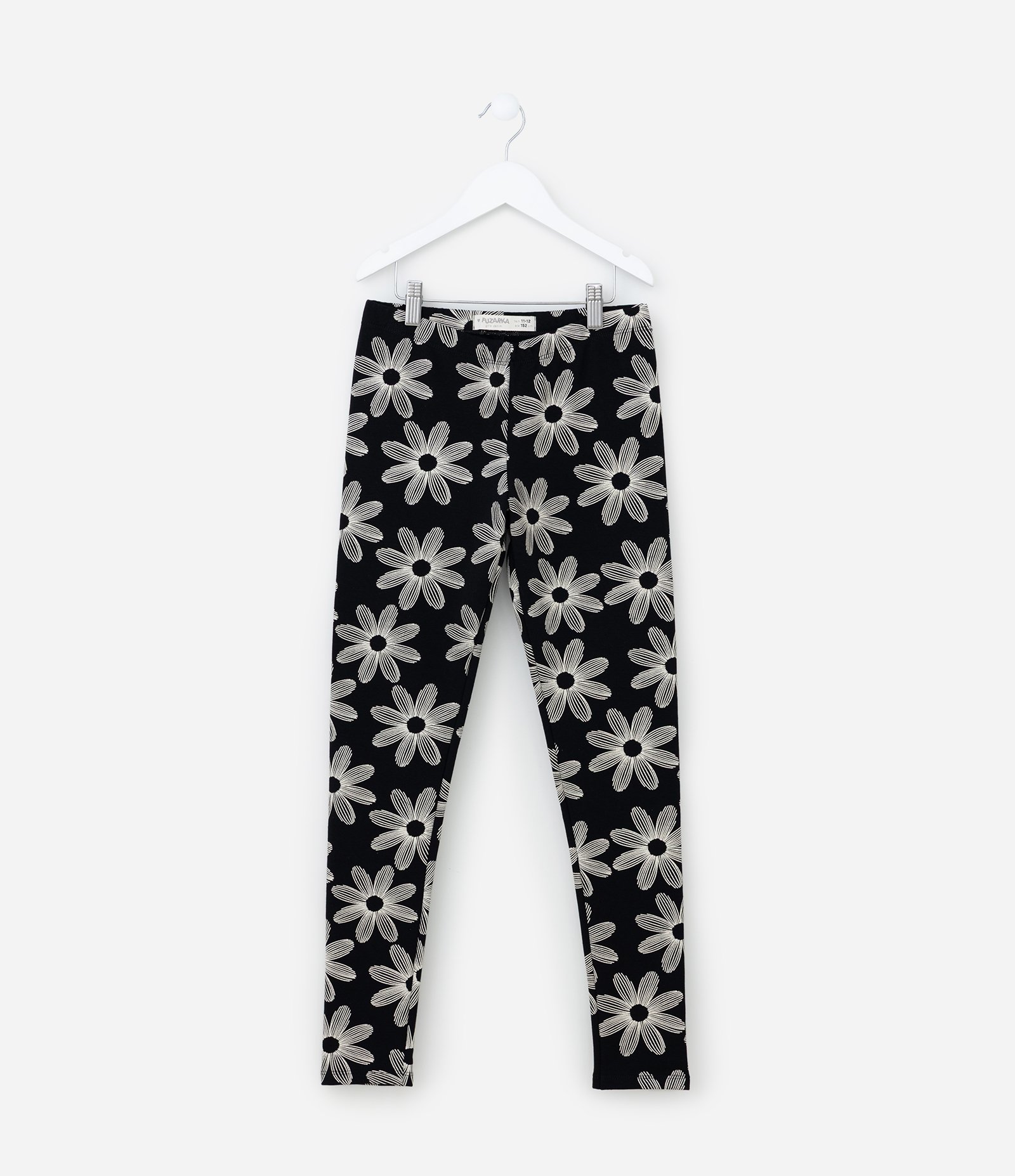 Calça Legging Infantil com Estampa Flores - Tam 5 a 14 Anos Preto 1