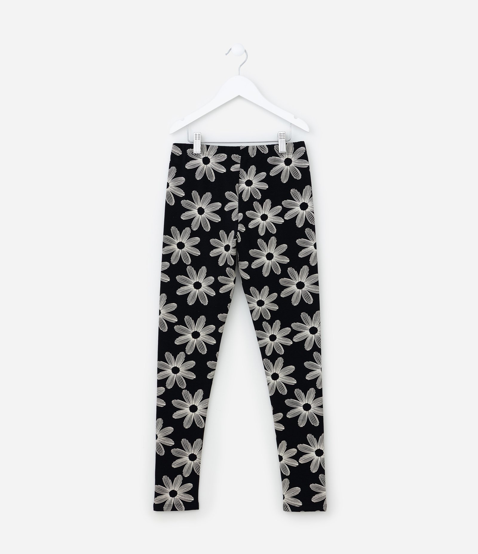 Calça Legging Infantil com Estampa Flores - Tam 5 a 14 Anos Preto 2