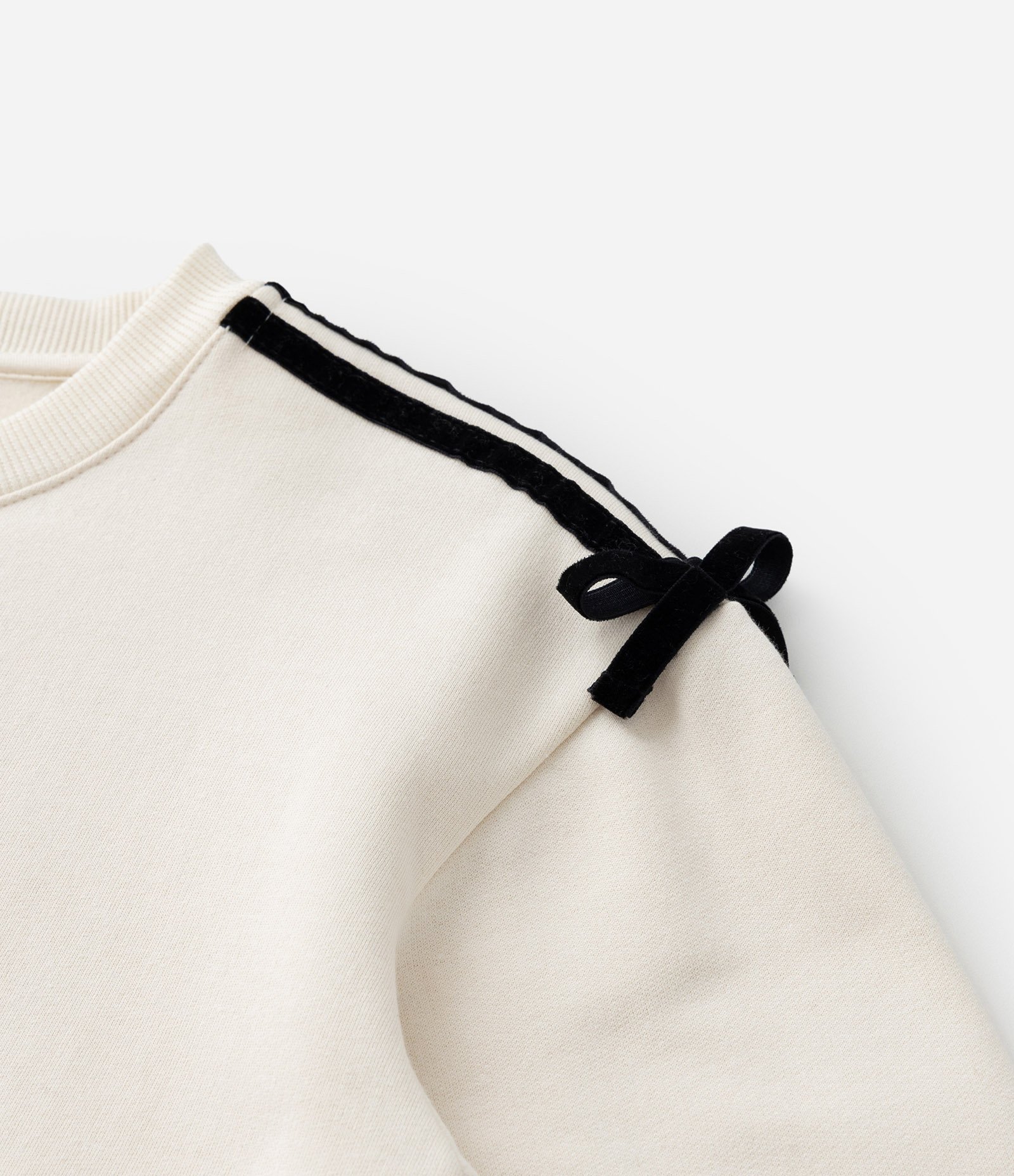 Casaco Infantil em Moletom com Lacinhos nos Ombros - Tam 7 a 14 Anos Bege 6