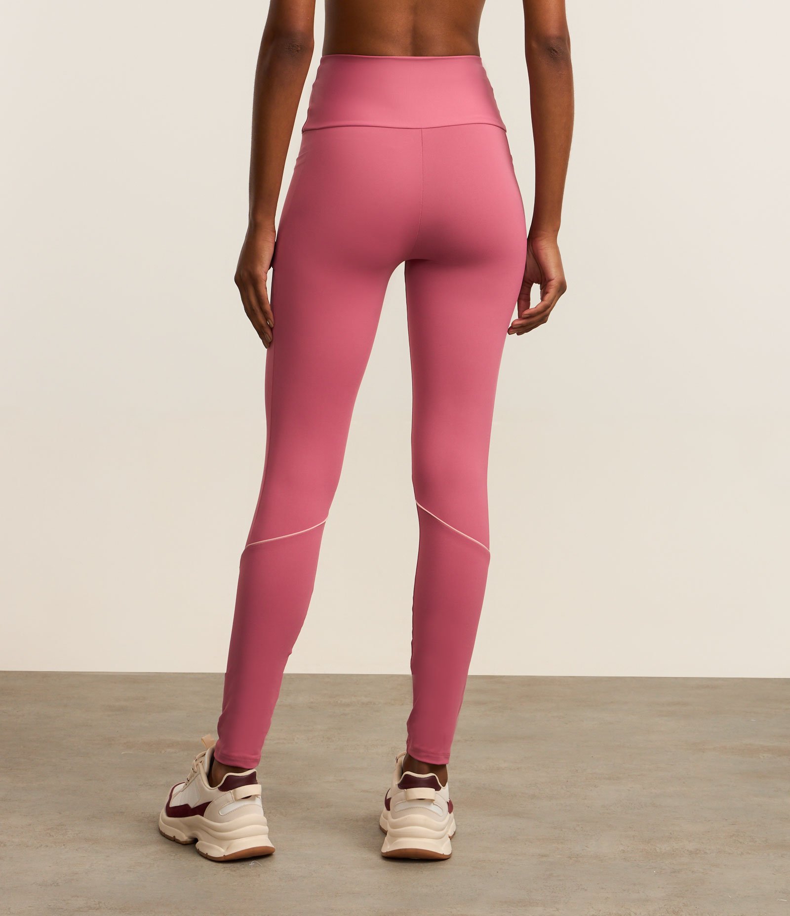 Calça Legging Esportiva em Microfibra Pesada com Cós Alto e Bolsos Laterais Rosa 3