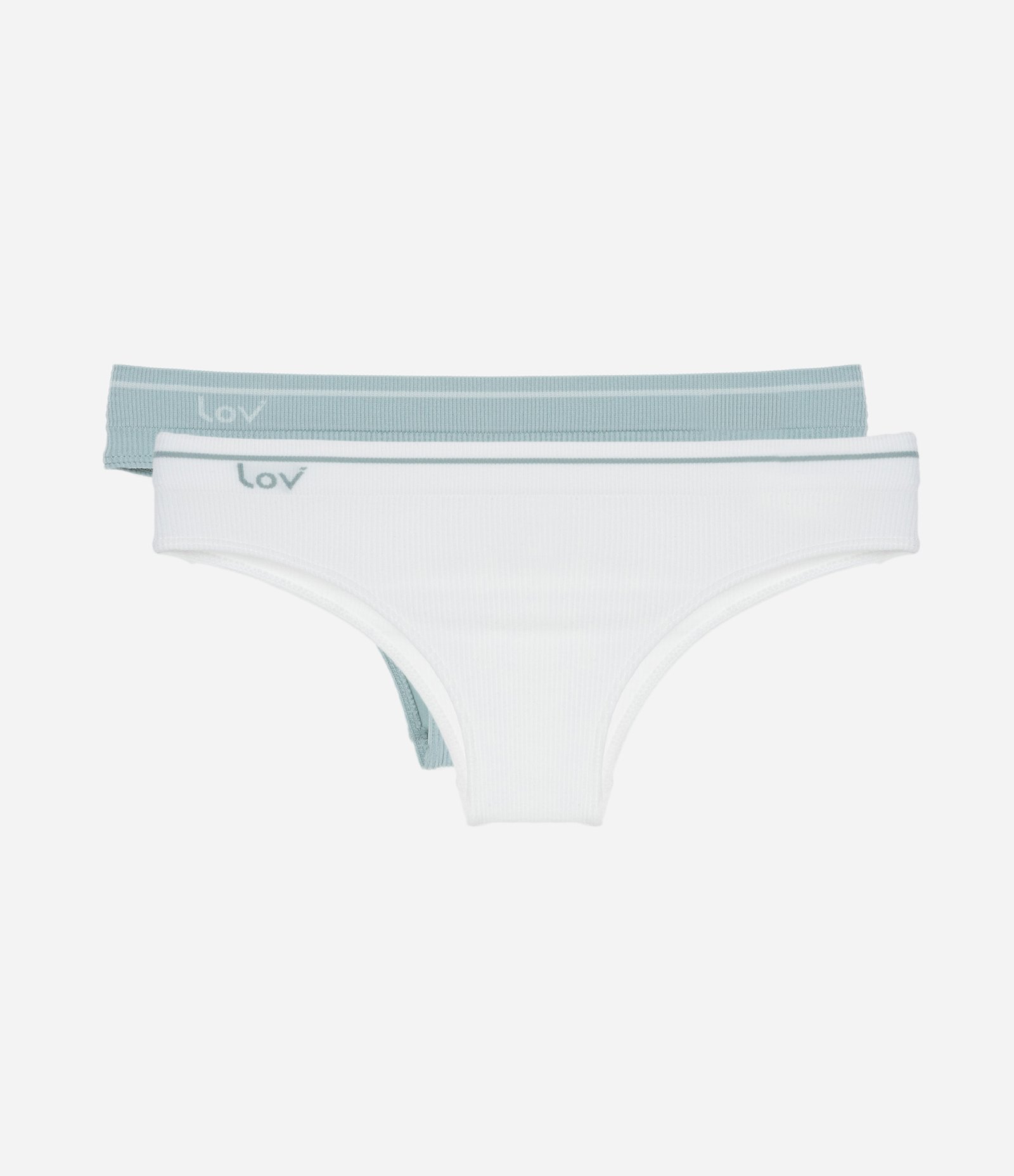 Kit 02 Calcinhas Biquíni Seamless Texturizadas Branco/Azul 1