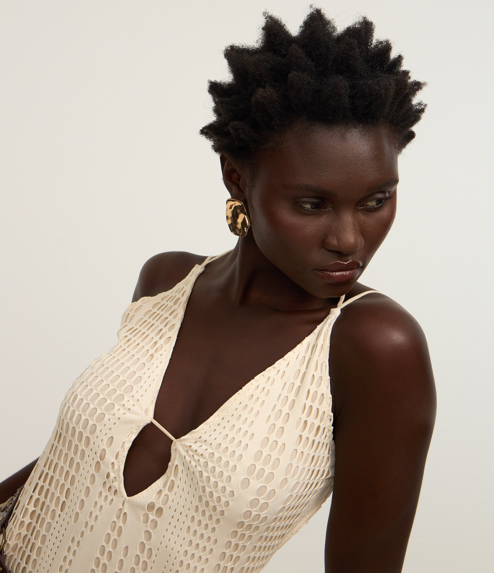 Vestido Longo Frente Única e Texturizado Off White 3