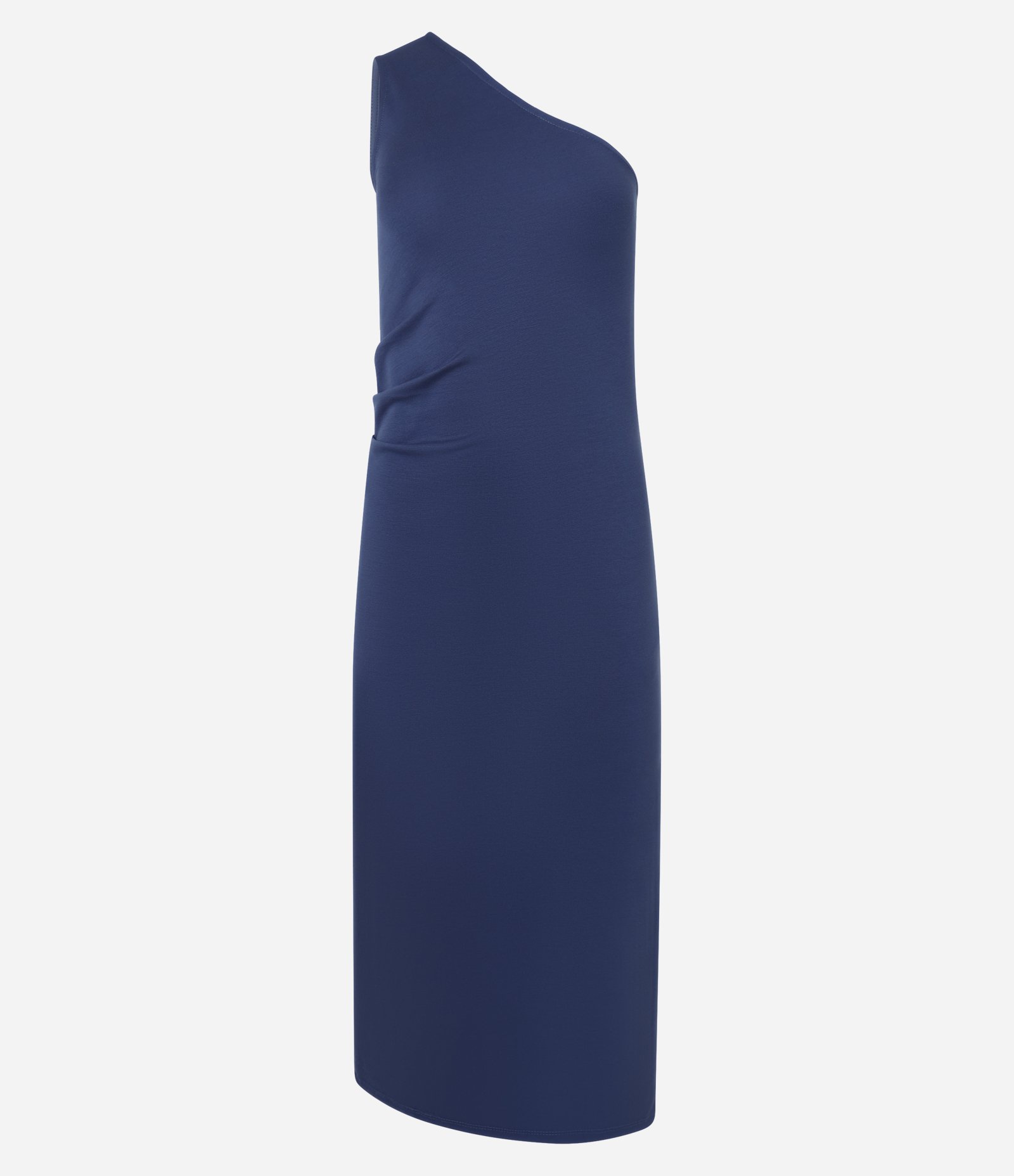 Vestido New Midi Ajustado com Ombro Só e Drapeado Lateral Azul 7