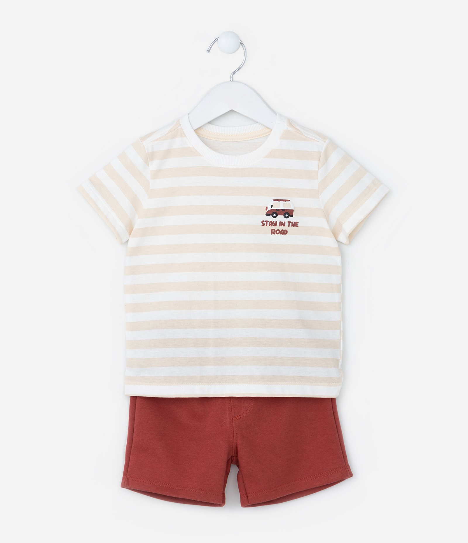 Conjunto Infantil com Estampa Listrada - Tam 1 a 6 Anos Branco/Vermelho 1