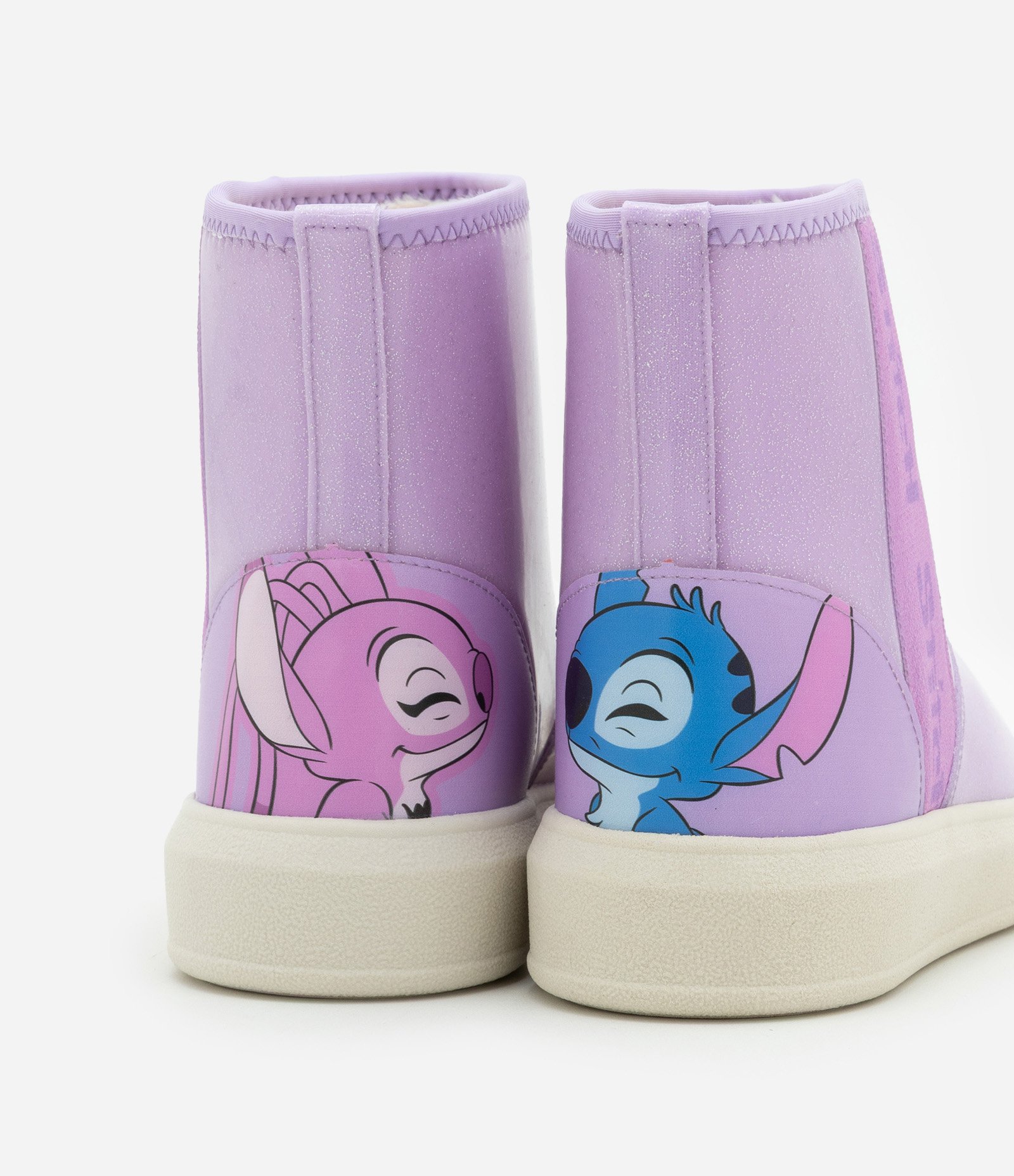 Bota Infantil com Forro Peludinho e Estampa Stitch e Angel - Tam 28 a 34 Lilás 3