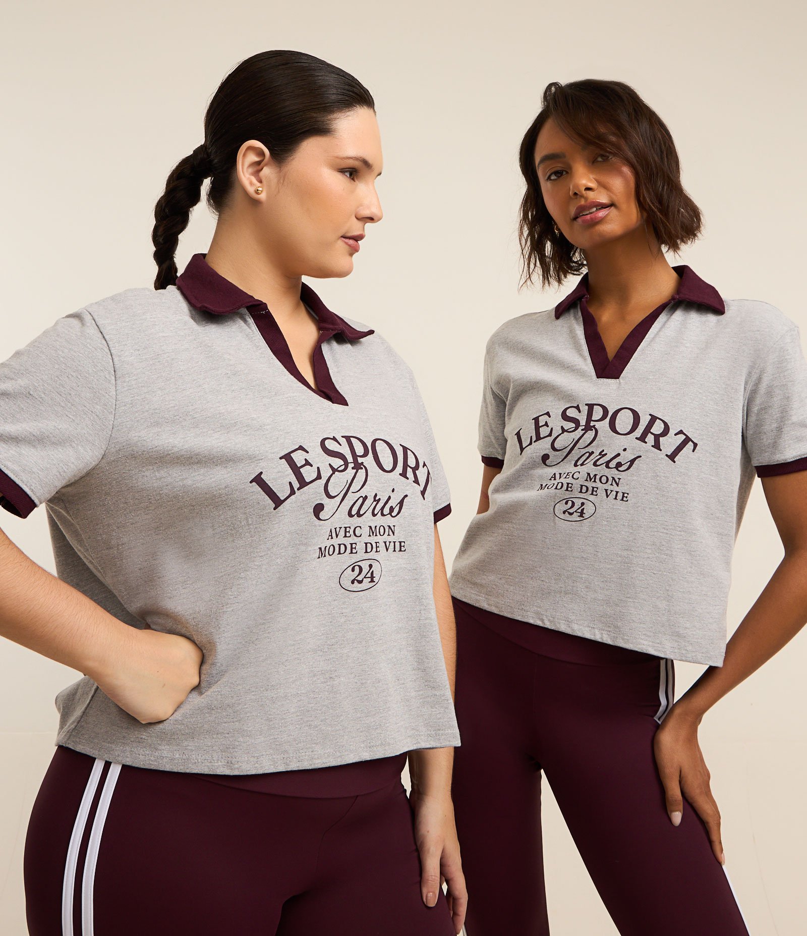 Camiseta Boxy Sportcore com Gola Polo Contrastante Cinza 2