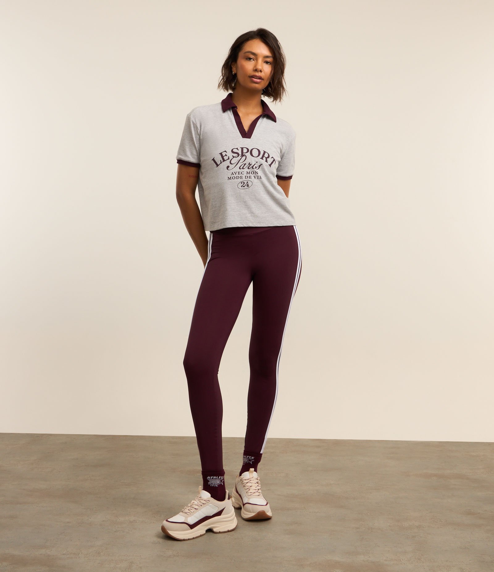 Camiseta Boxy Sportcore com Gola Polo Contrastante Cinza 3