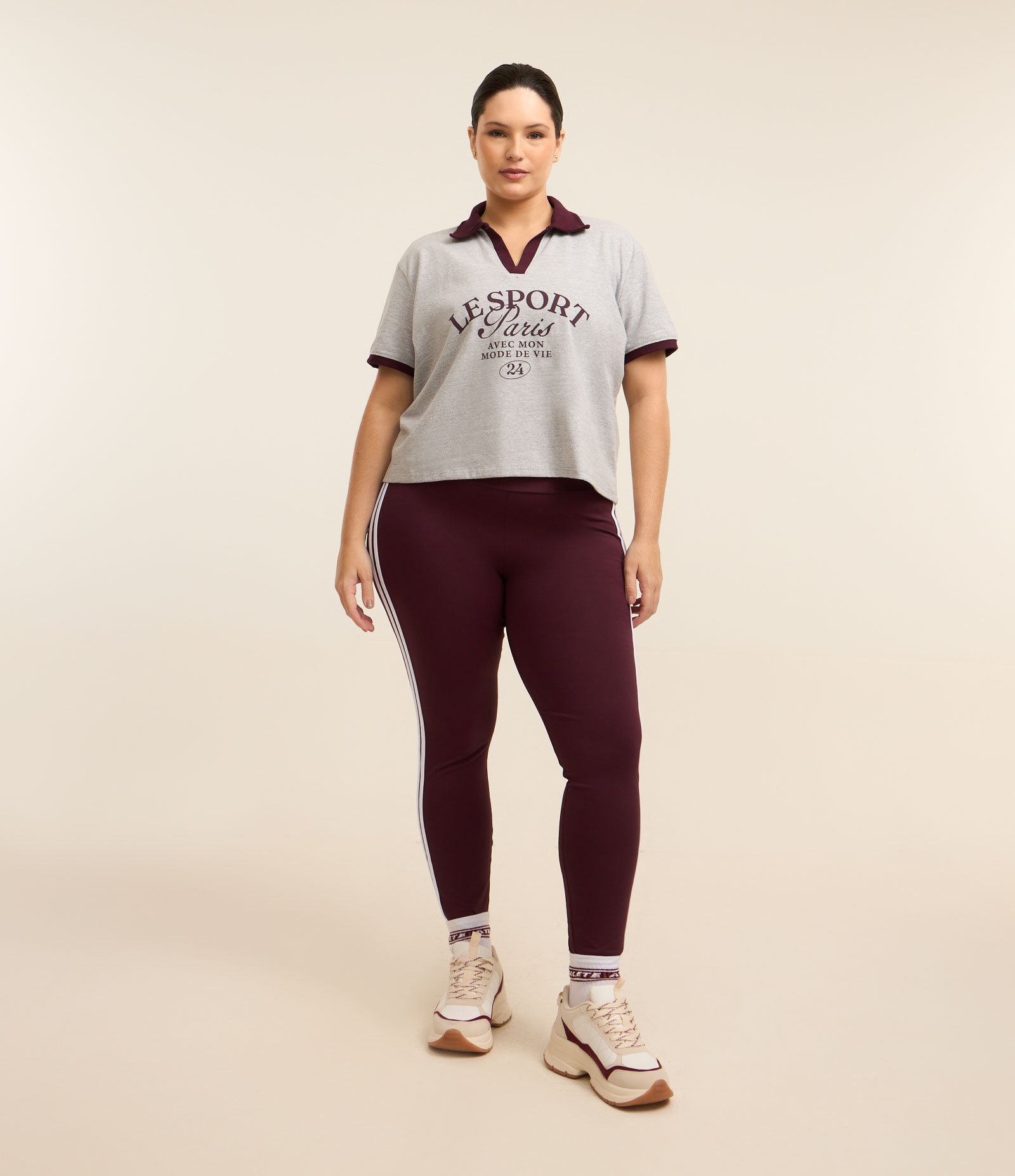 Camiseta Boxy Sportcore com Gola Polo Contrastante Cinza 4