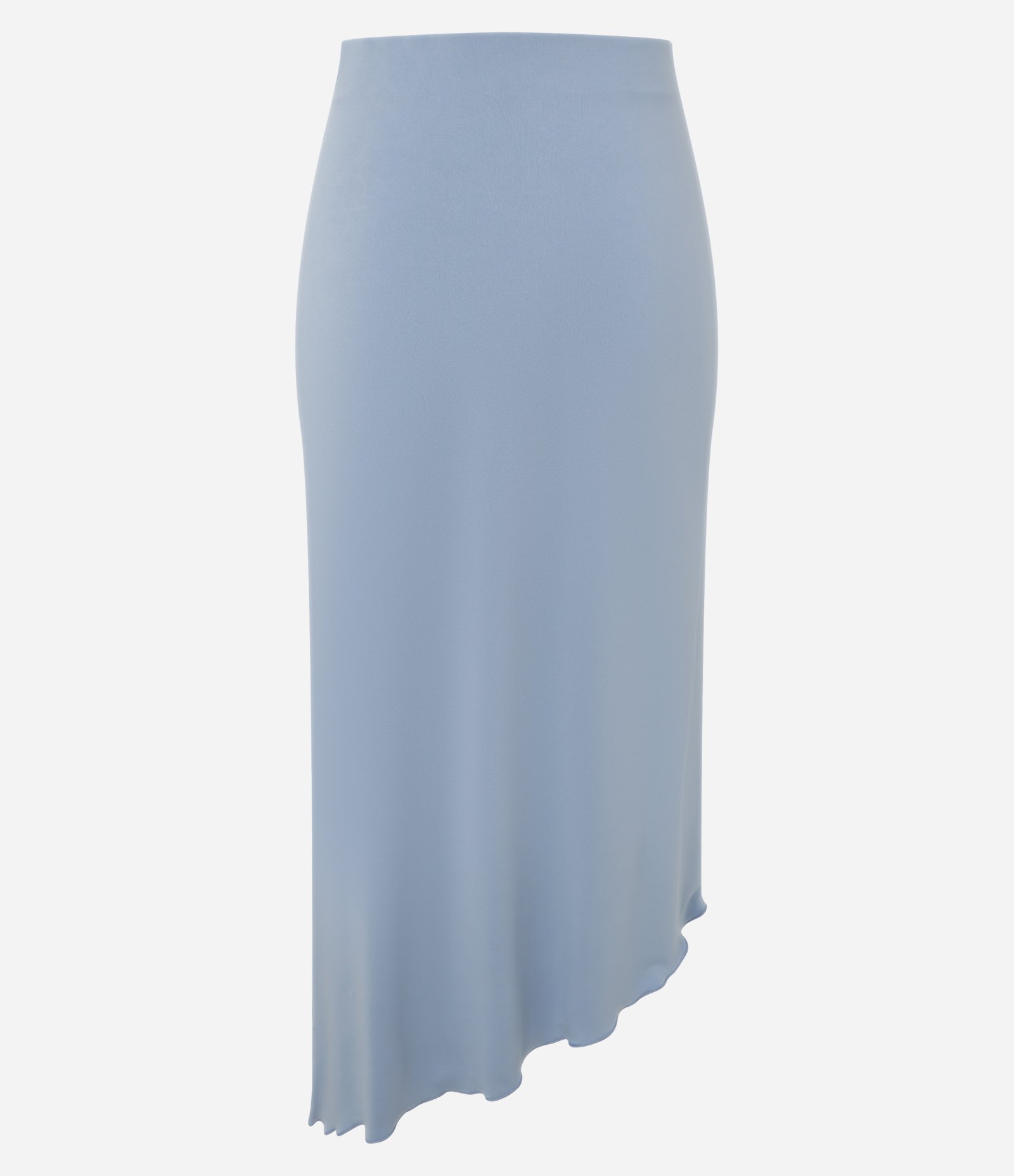 Saia Reta em Microfibra com Franzido e Fenda Frontal Azul 8
