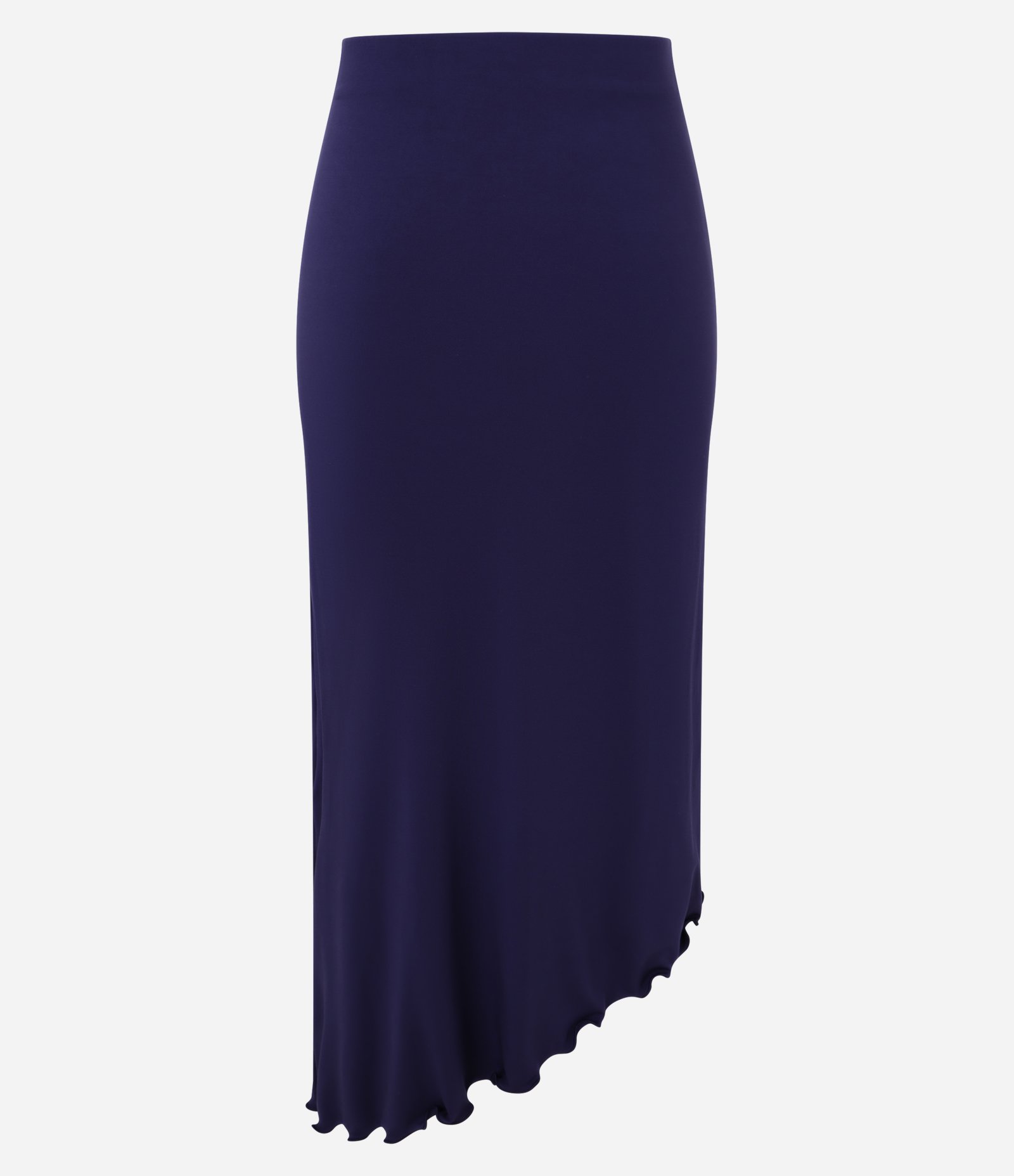 Saia Reta em Microfibra com Franzido e Fenda Frontal Azul Marinho 7