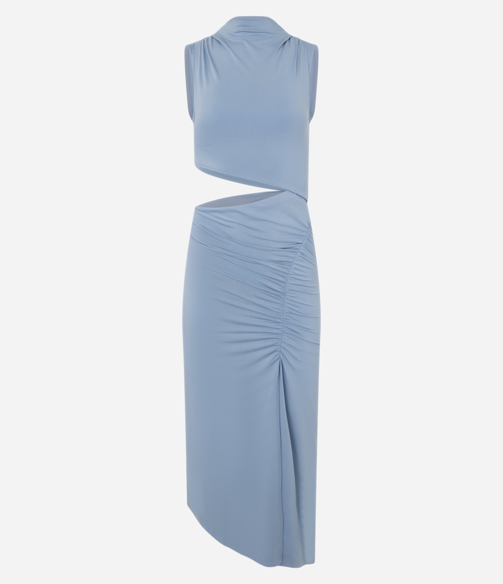 Vestido New Midi em Microfibra com Textura e Recorte Cut Out Azul 6