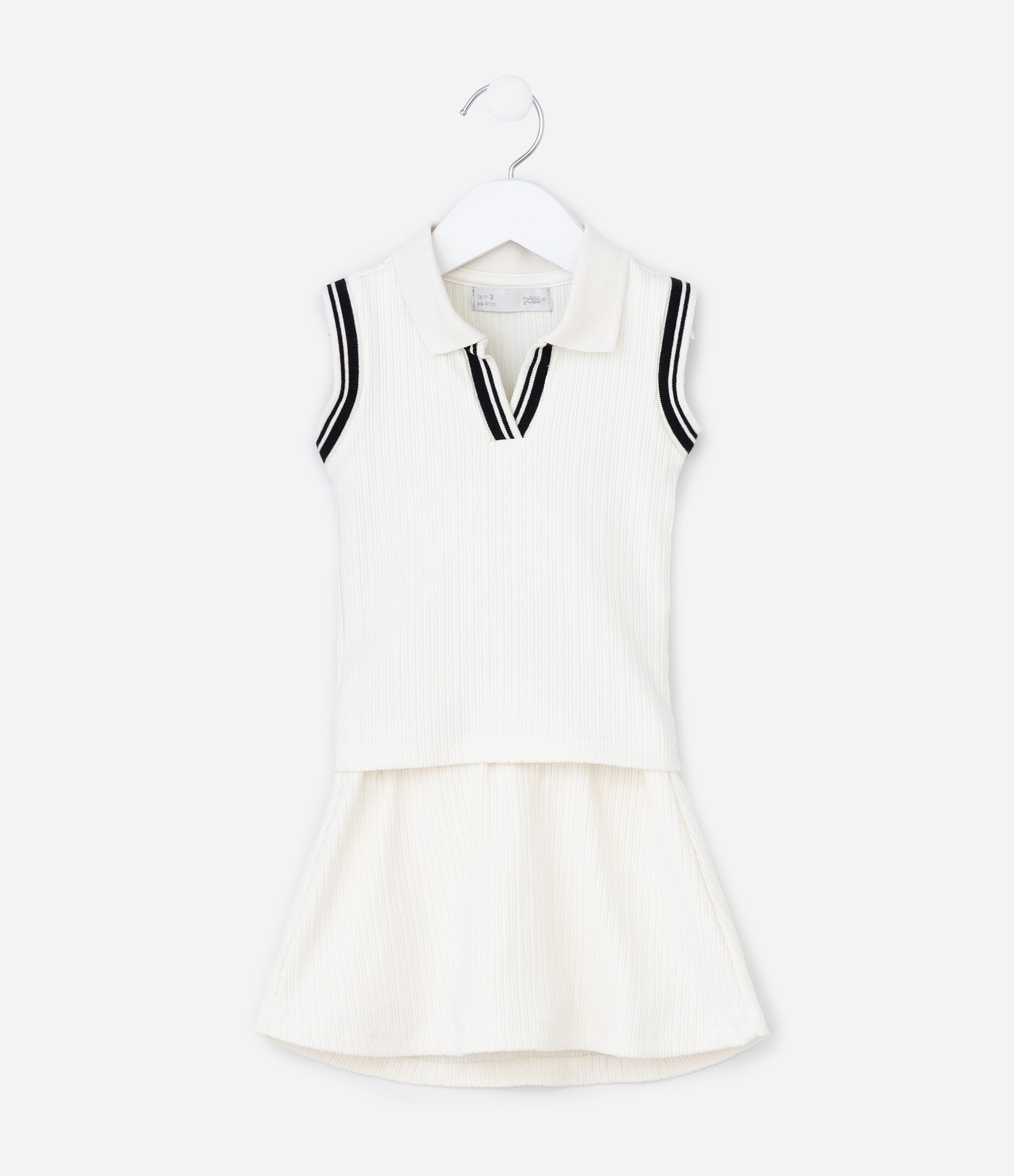 Conjunto Infantil Polo e Short Saia Seamless - Tam 1 a 6 Anos Branco 2