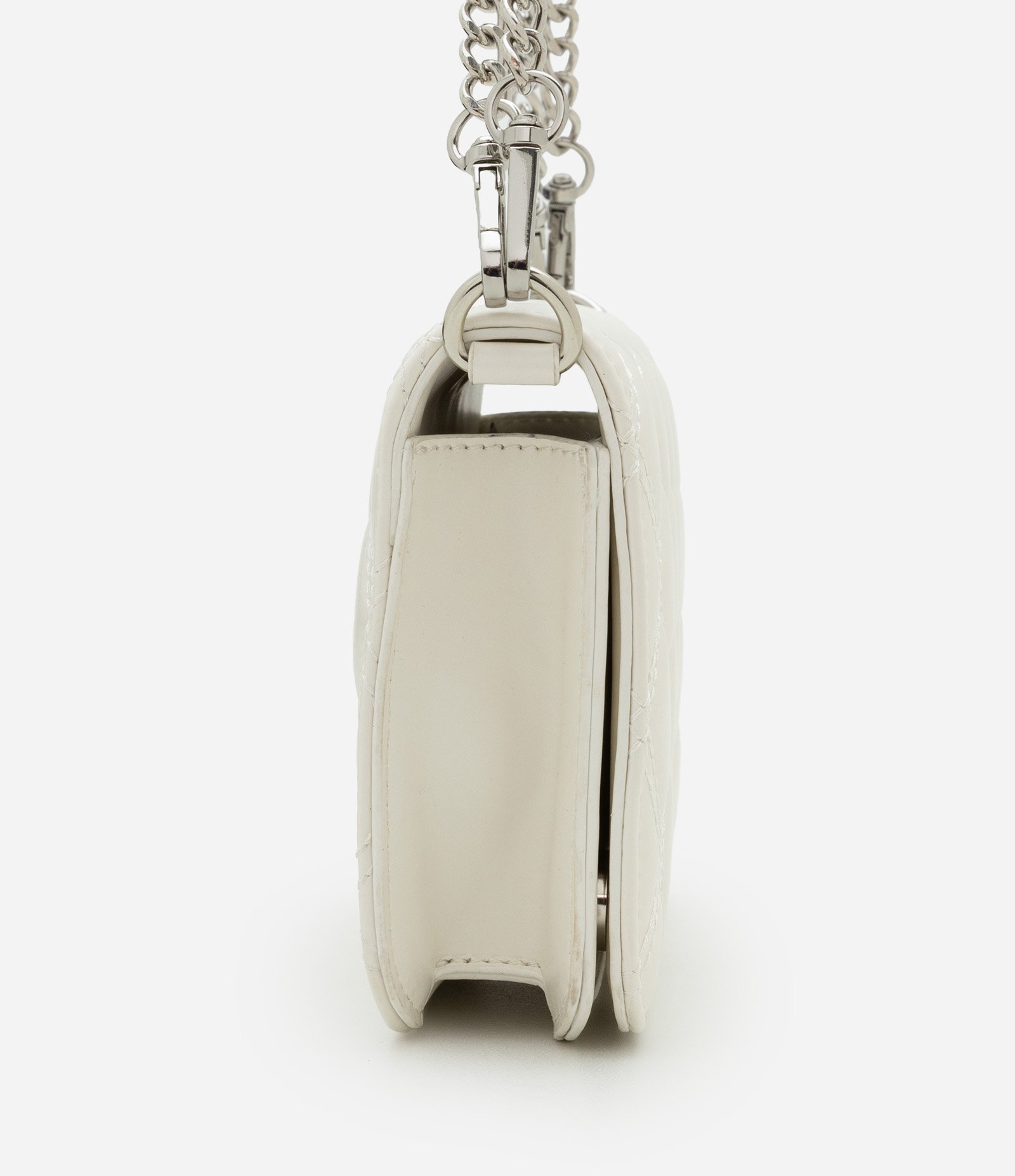 Bolsa Transversal Pequena com Textura Matelassê e Alça Corrente Off White 3